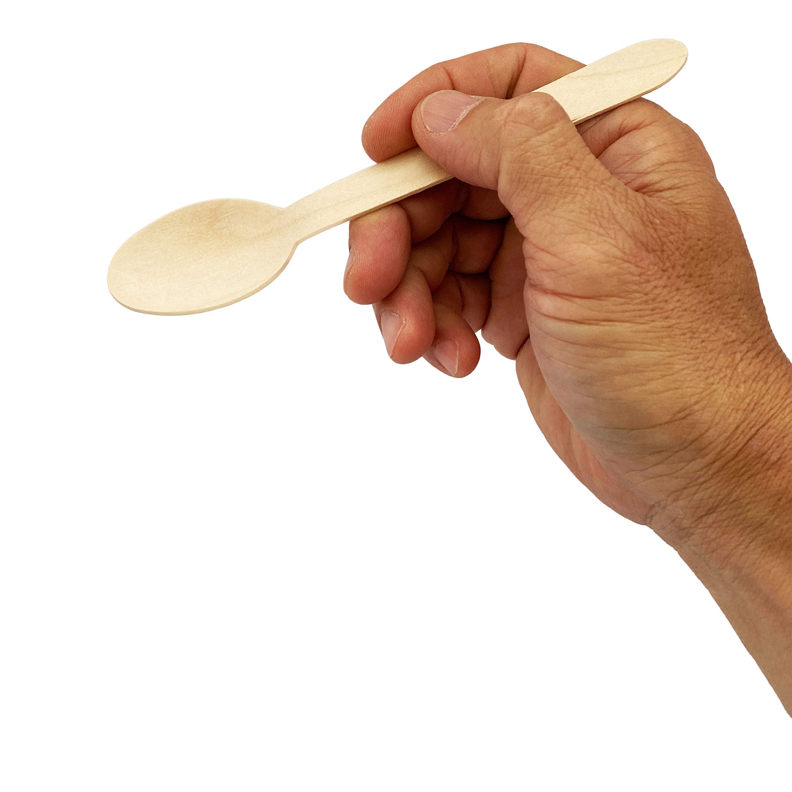 KingSeal Disposable Birch Wood Cutlery Spoons  Biodegradable and Earth Friendly  6 Inch Length - 40 Packs of 100 pcs (4000 pcs)