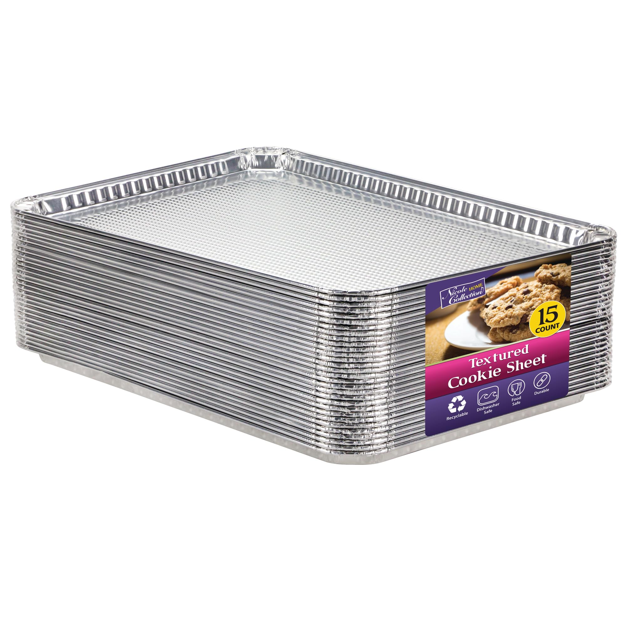 Aluminum Pans Quarter Size Cookie Sheet 100 Count Durable Nonstick Baking Sheets 12.87'' X 8.87''