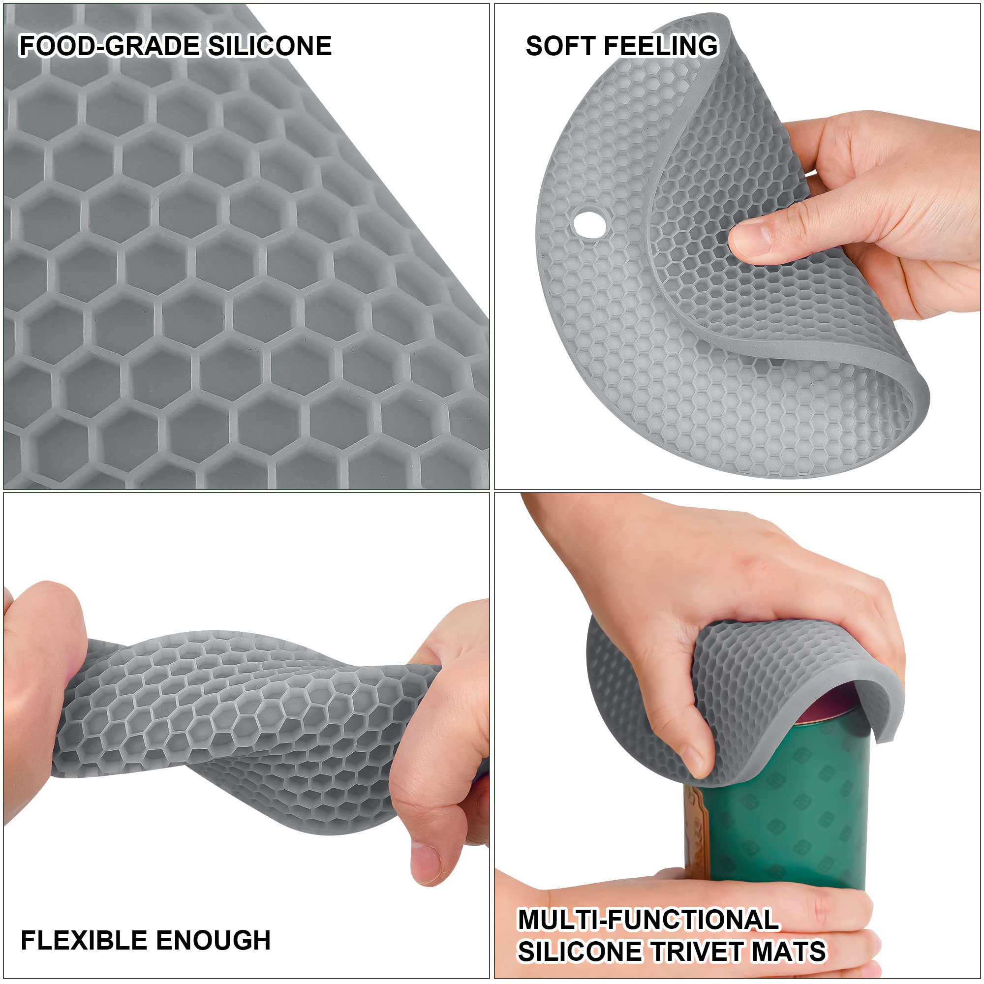 Spuvgvc Silicone Trivets For Hot Dishes-Heat Resistant Mats-Siliocne Pot Holders-Hot Pads-Trivet Mat For Kitchen, Multipurpose S