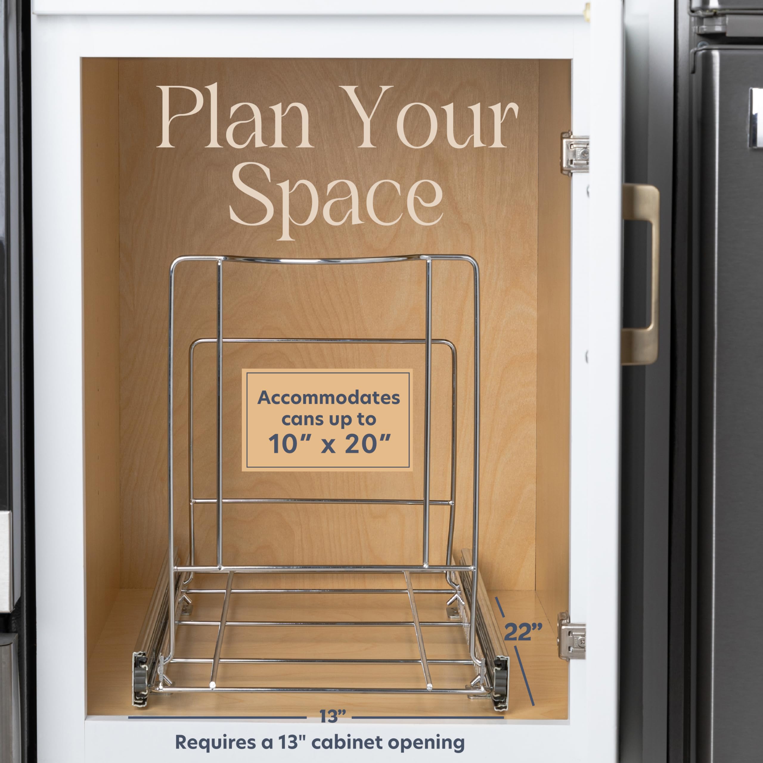 Hold N' Storage Pull Out Trash Can Under Cabinet- Trash Can Not Included, Heavy Duty W/ 5 Year Limited Warranty- Requires A 13''