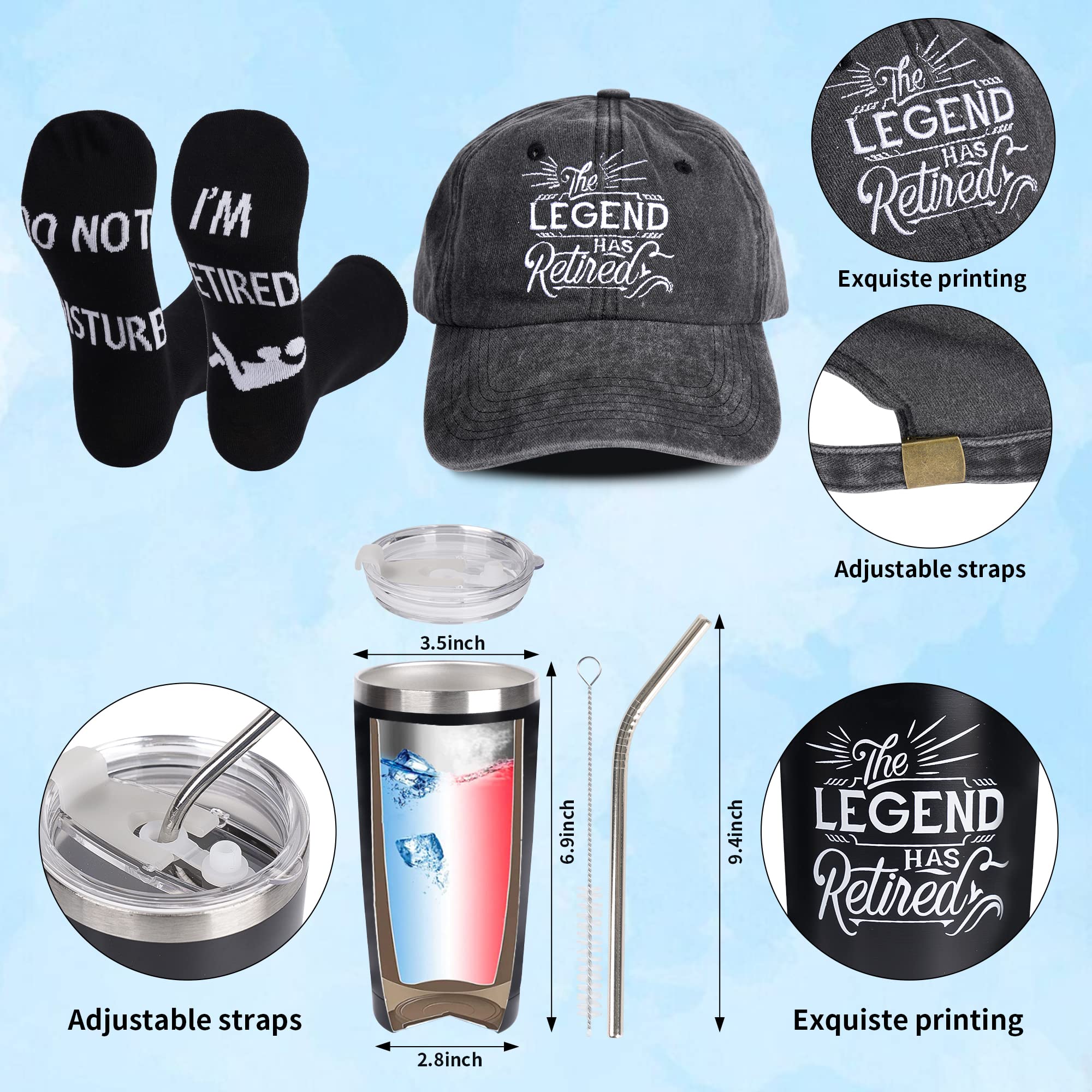Kolewo4ever 9 Pcs Retirement Gifts for Men Christmas Gifts for Men 2025 Happy Retirement Gift for Coworker,Teachers,Dad,Grandpa