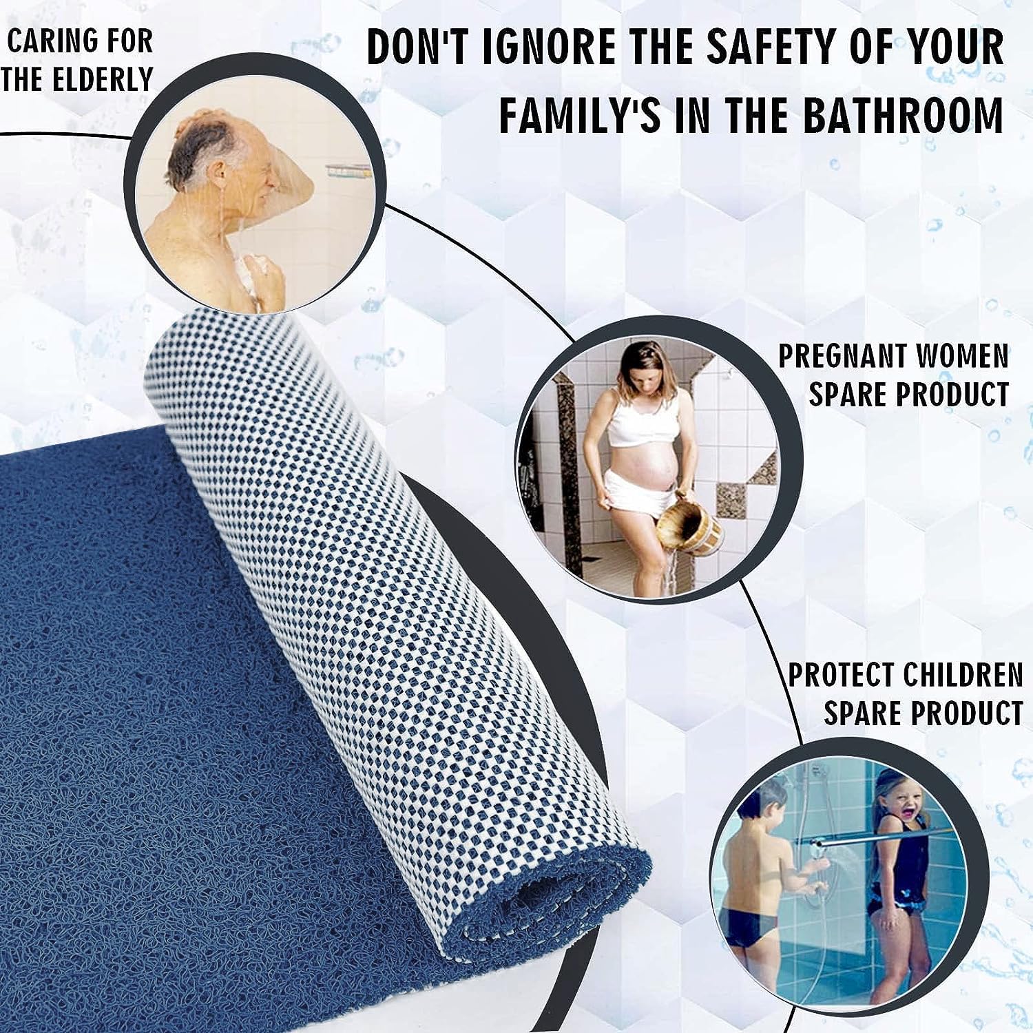 Loofah Shower Mat Non Slip - 15.7  36 Inch Shower Mats For Showers Anti Slip - Shower Foot Scrubber Mat - Shower Non Slip Mat -