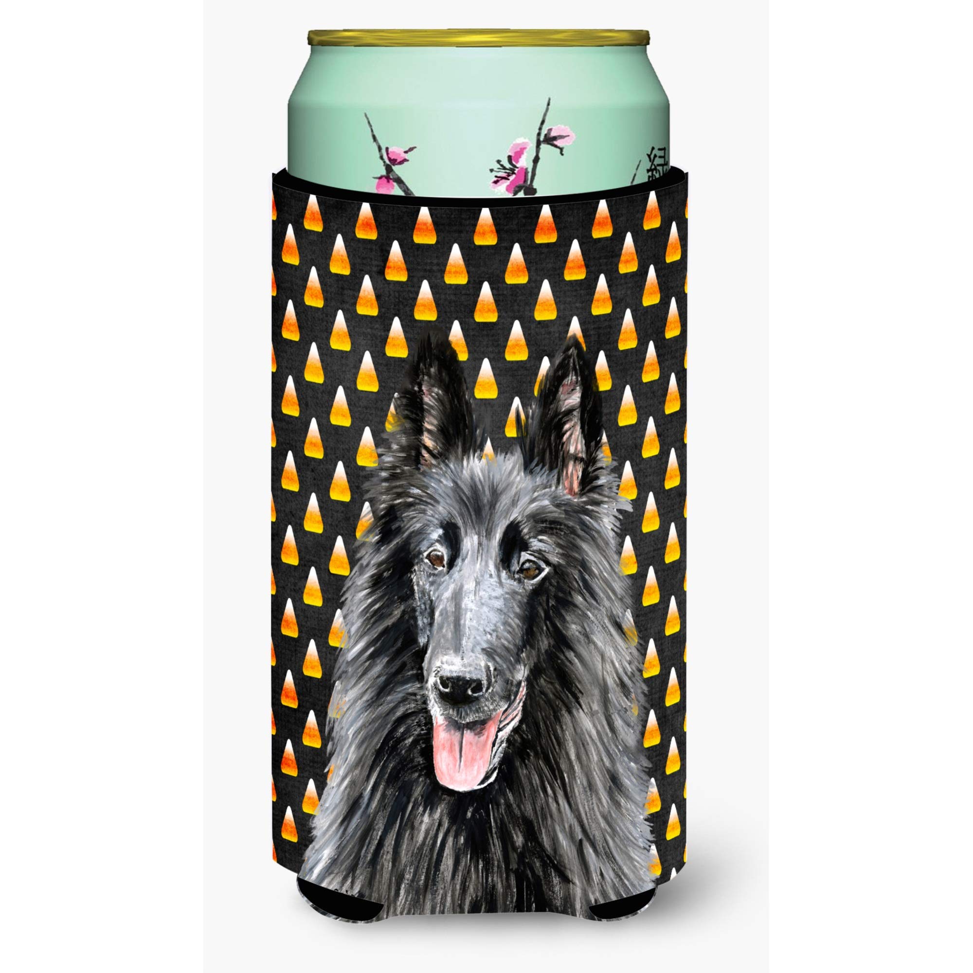Caroline'S Treasures Sc9196Tbc Belgian Sheepdog Candy Corn Halloween Portrait Tall Boy Hugger Can Cooler Sleeve Hugger Machine W
