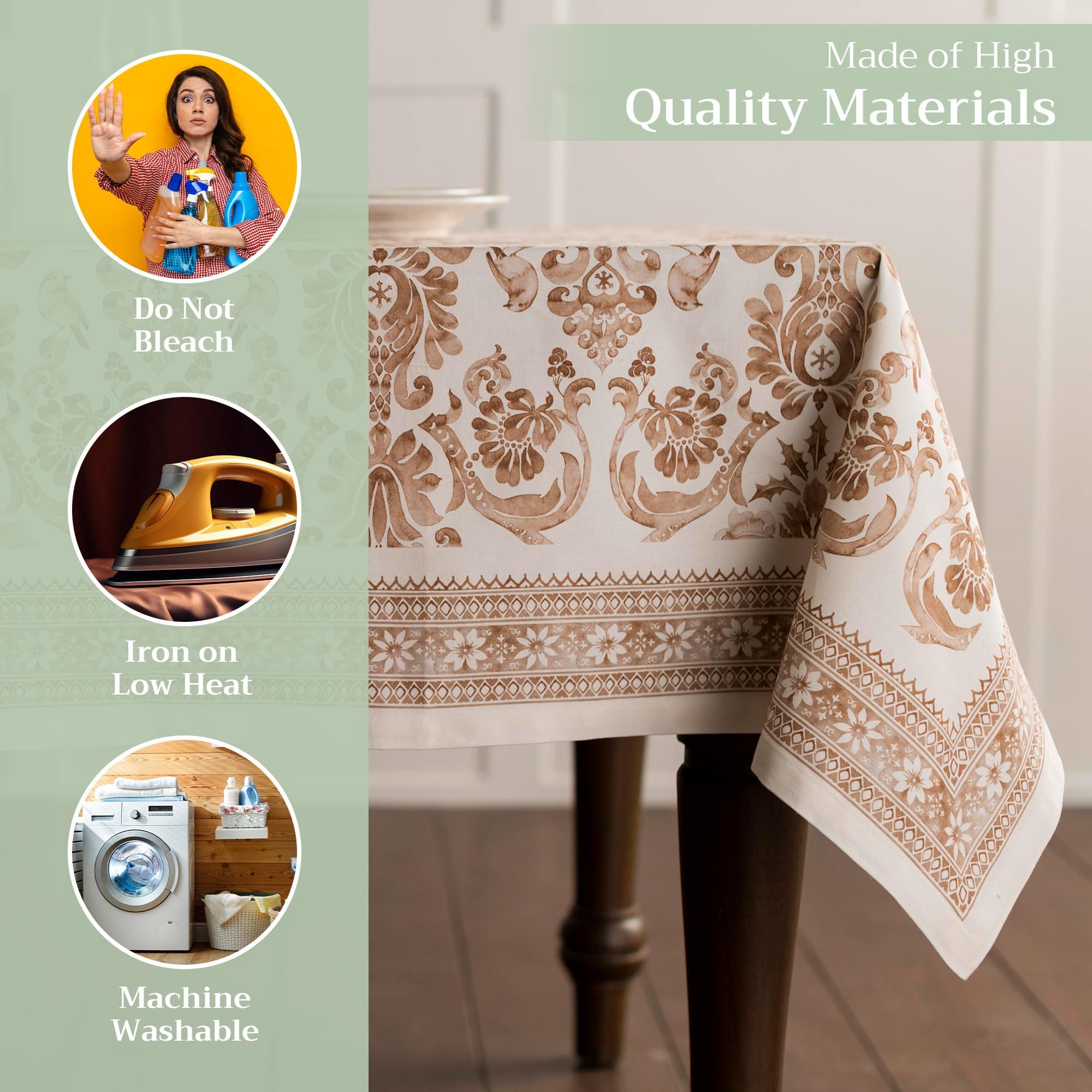 Maison D' Hermine 100% Cotton Table Cover - 54''X54'' Square Decorative Tablecloth - Washable Tablecloths For Dining, Home, Farm
