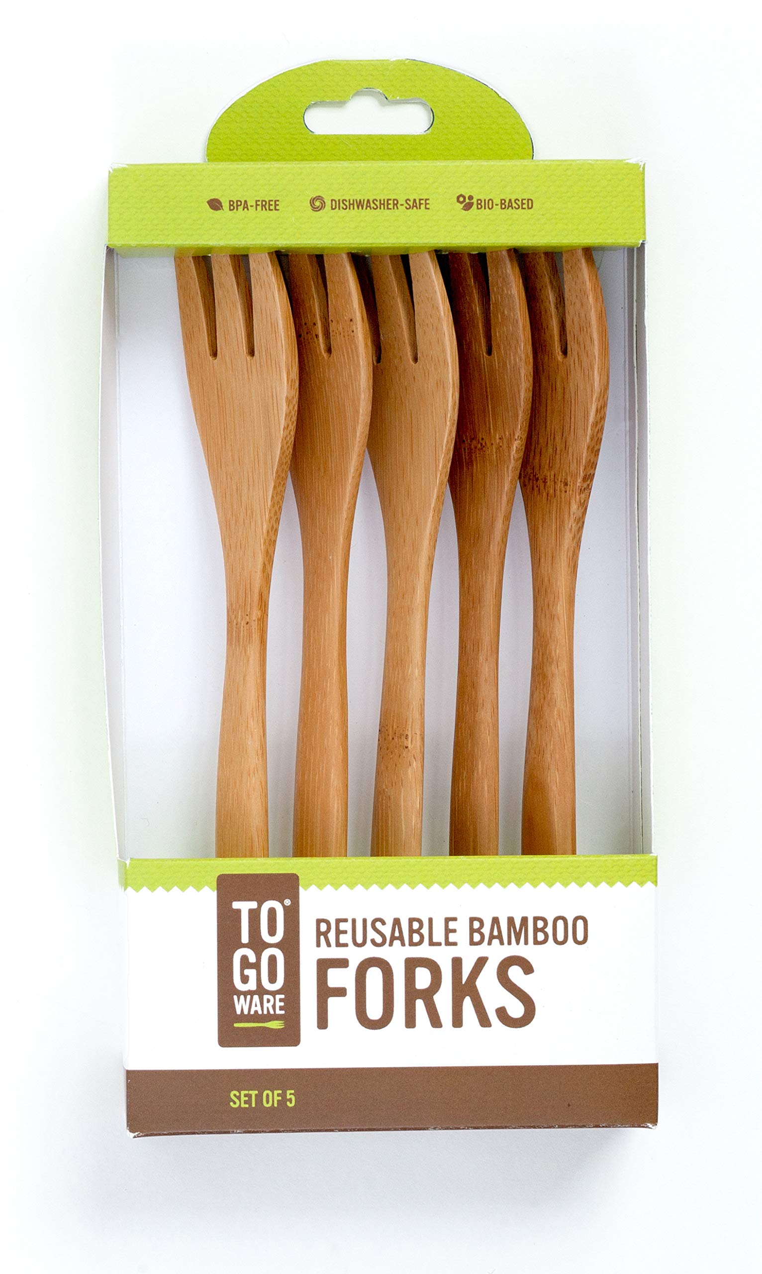 To Go Ware Bamboo Reusable Forks | No Bpa Or Phthalates | Dishwasher-Safe | Nonstick Surface Safe | Made From Durable, Sustainab