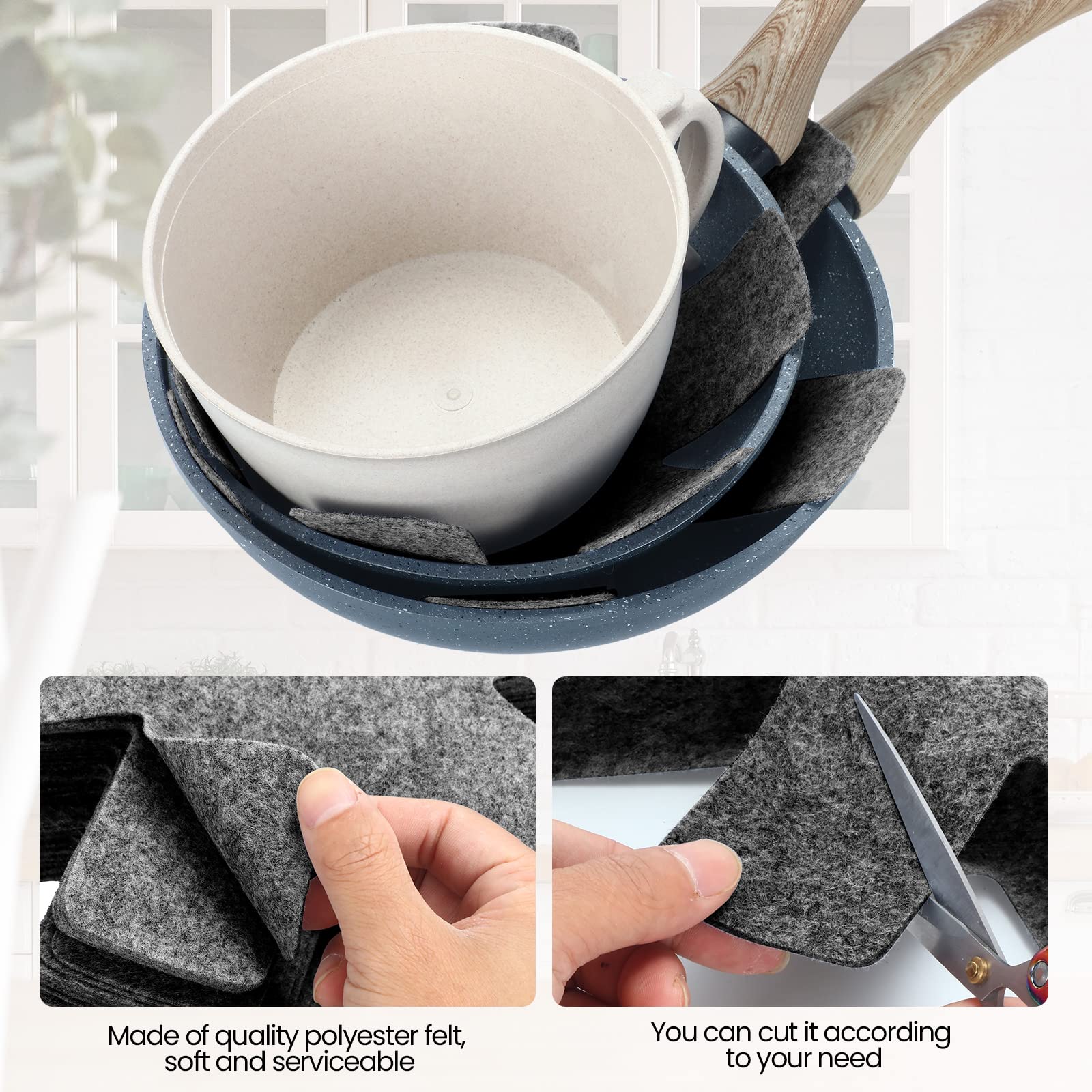 40 Pcs Pot And Pan Protectors, 5 Different Sizes Cookware Protector Pot Dividers Stacking Separators Pads For Protecting And Sep