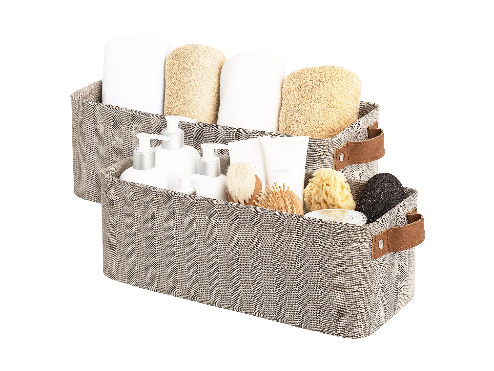 Storageworks Narrow Storage Bins, Small Baskets For Organizing, Long Storage Basket With Handles, Fabric Storage Bins For Shelf,