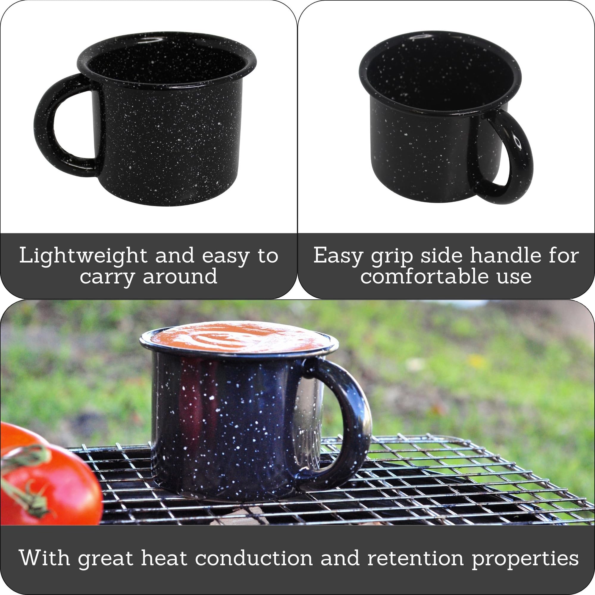 Mirro 12Oz Traditional Vintage Black Speckled Enamel On Steel Mug, (Mir-1071