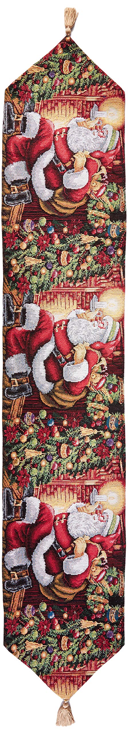 Decorative Christmas Santa Claus Design Tapestry, 13'' X 70'' Table Runner