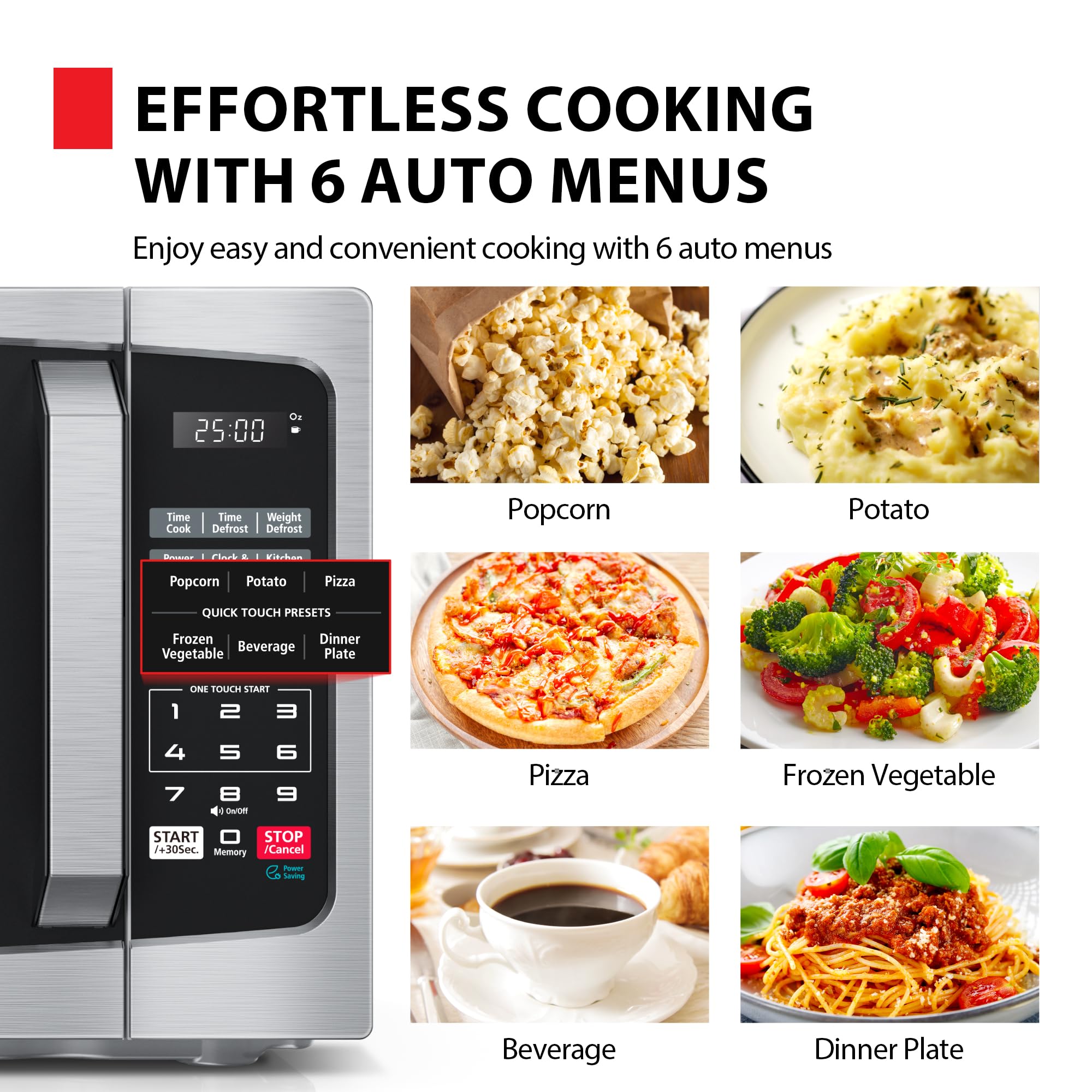 TOSHIBA ML-EM09PA(SS) Small Microwave Oven with 6 Auto Menus, Mute Function & Child Lock, LED Lighting, Perfect for Apartments &