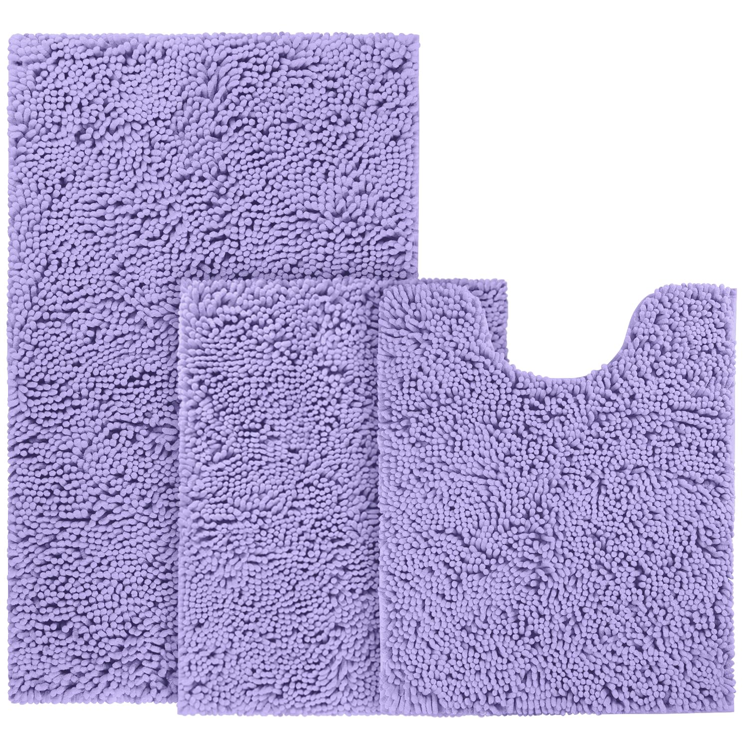 Bysure Lavender Bathroom Rugs Sets 3 Piece Non Slip Extra Absorbent Plush Chenille Soft Washable Bath Rugs And Mats Set