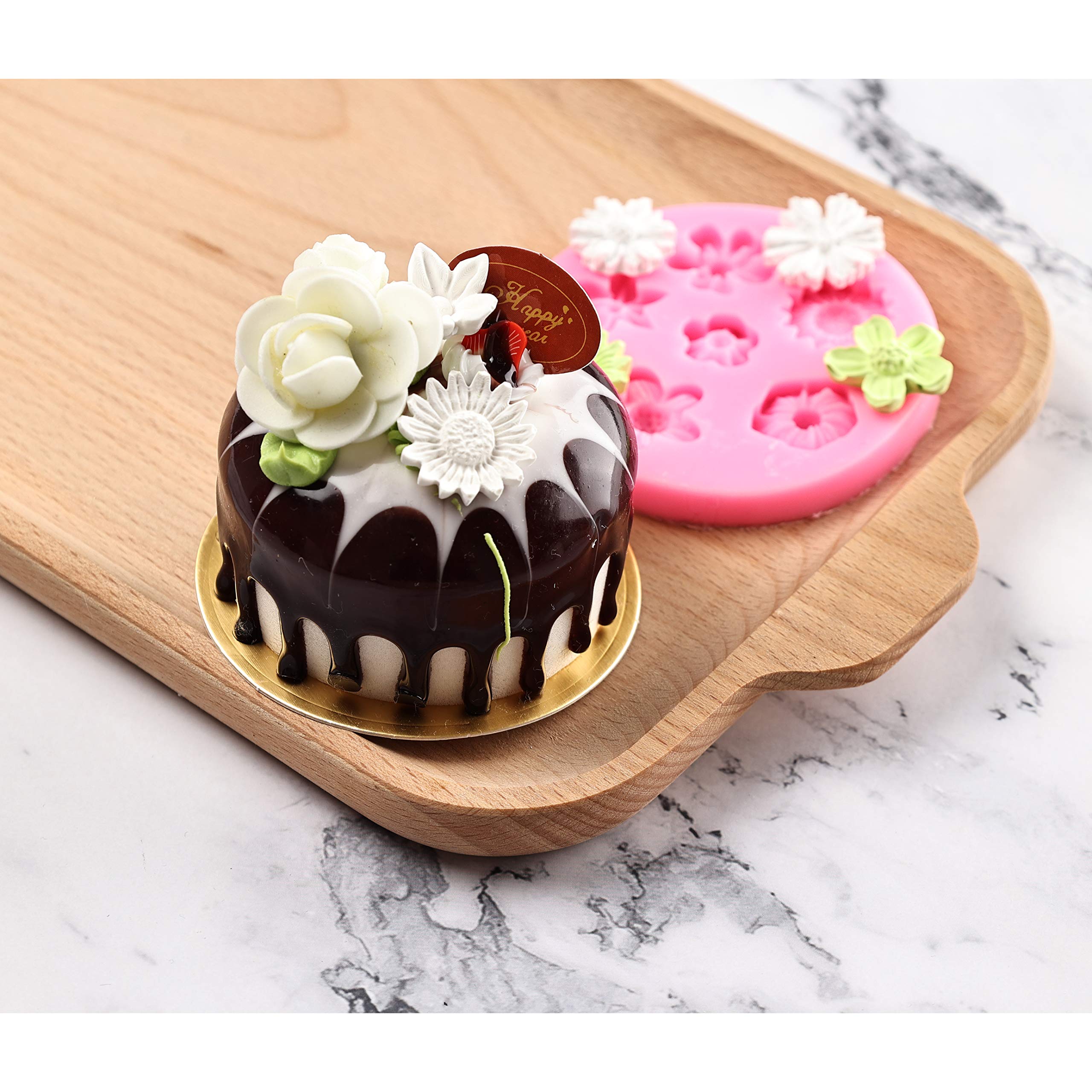 Gelifatle Flower Fondant Cake Molds, Daisy, Rose, Chrysanthemum And Small Flower Candy Silicone Molds For Chocolate Fondant Poly