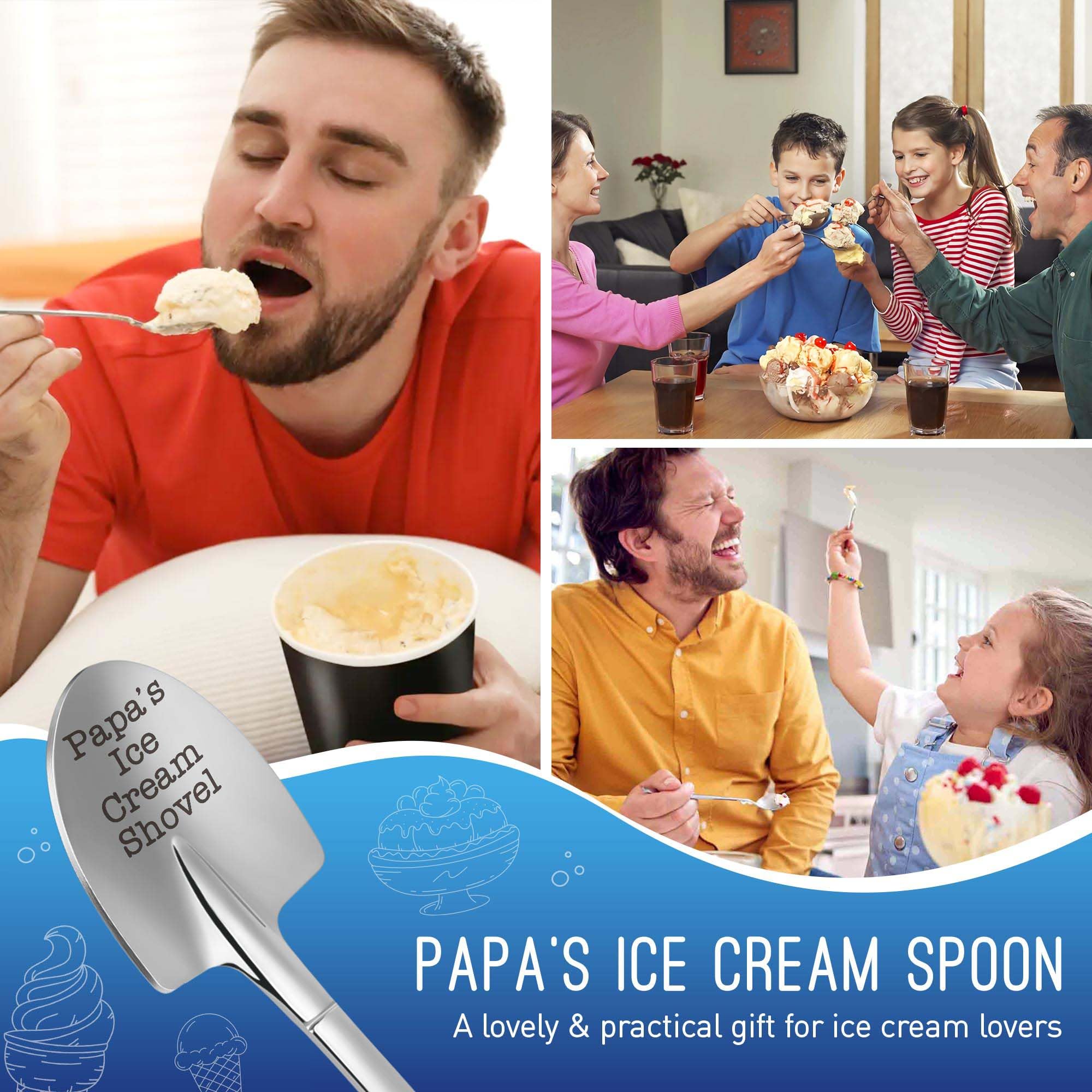 Papa Grandpa Gifts for Birthday Fathers Day Funny Dad? Ice Cream Shovel Spoon Presents for Grandfather Pops Daddy Father Step Da