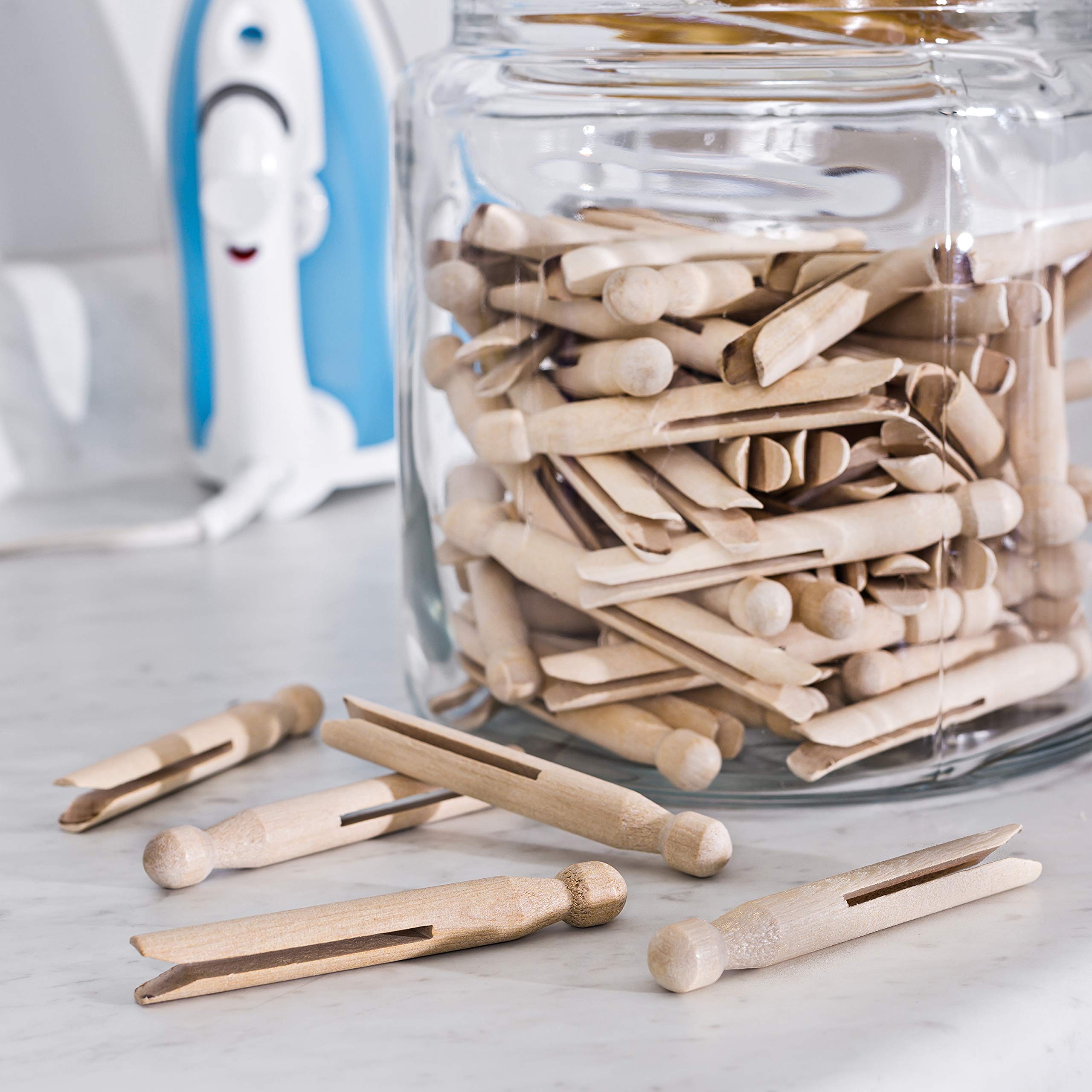 Honey-Can-Do Round Wooden Clothespins, 100 Pack