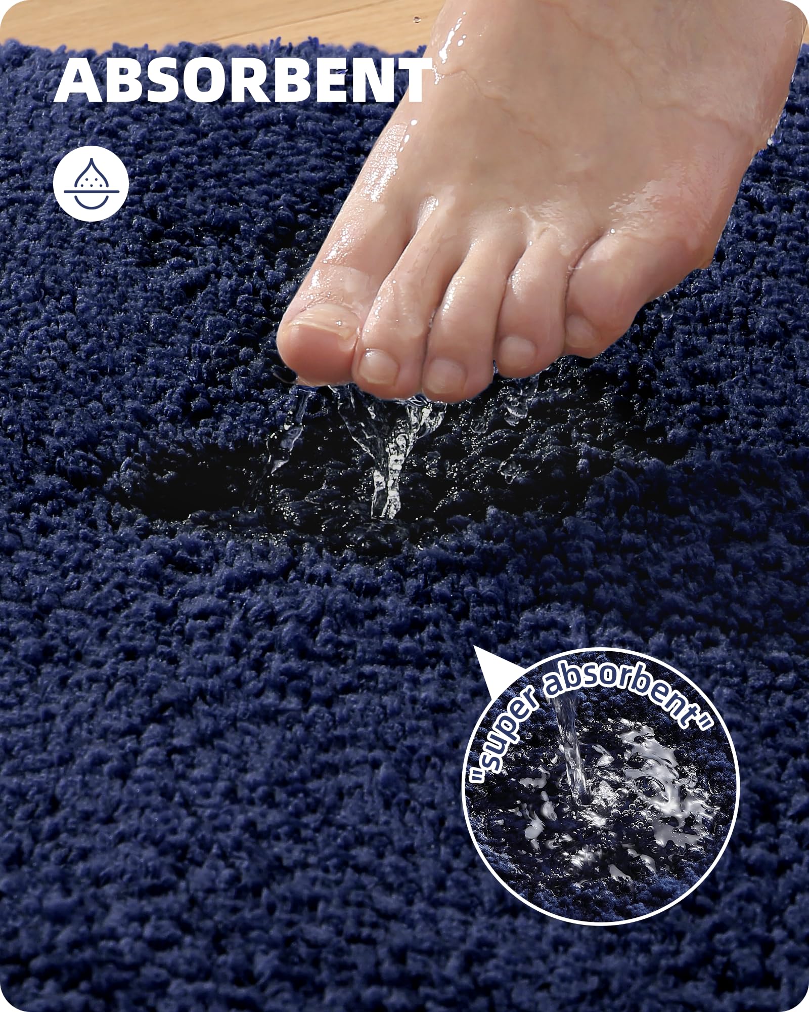 Color&Geometry Navy Blue Bathroom Rugs 16''X24'', Small- Upgrade Your Bathroom With Soft Thick Dark Blue Bath Mat- Non Slip, Plu