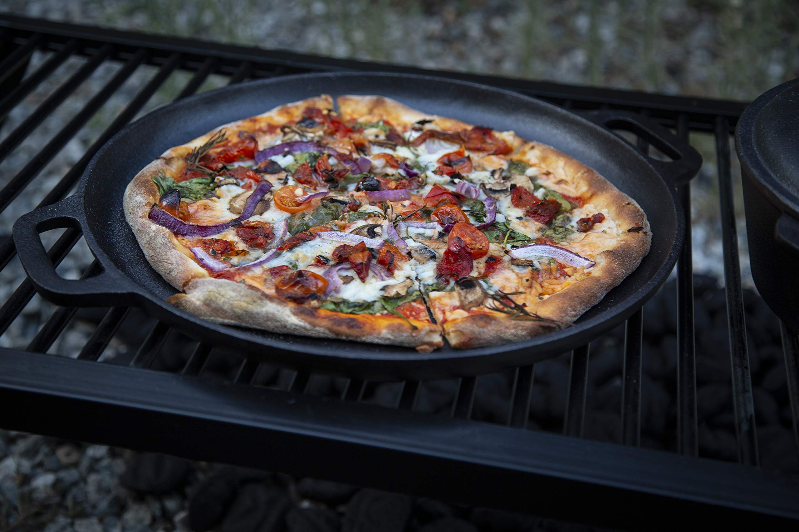 Stansport Pre-Seasoned Cast Iron Pizza Pan, 16.5" x 13.75", Gray, Model 16006