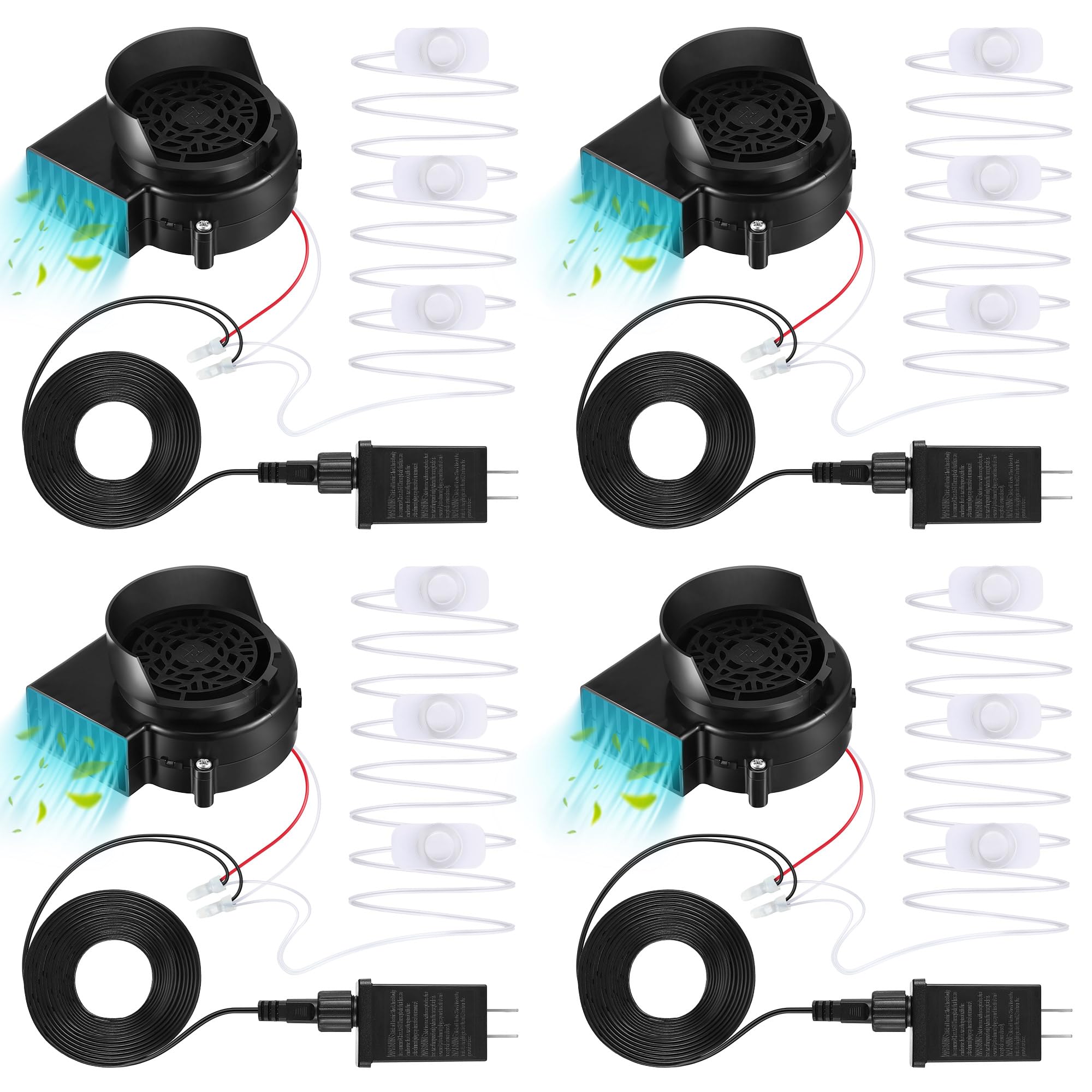 Hiboom 4 Pack Replacement Inflatable Fan Blower, 0.5A Output Air Blower for Inflatable with 3 LED, Air Blow Replacement for Hall