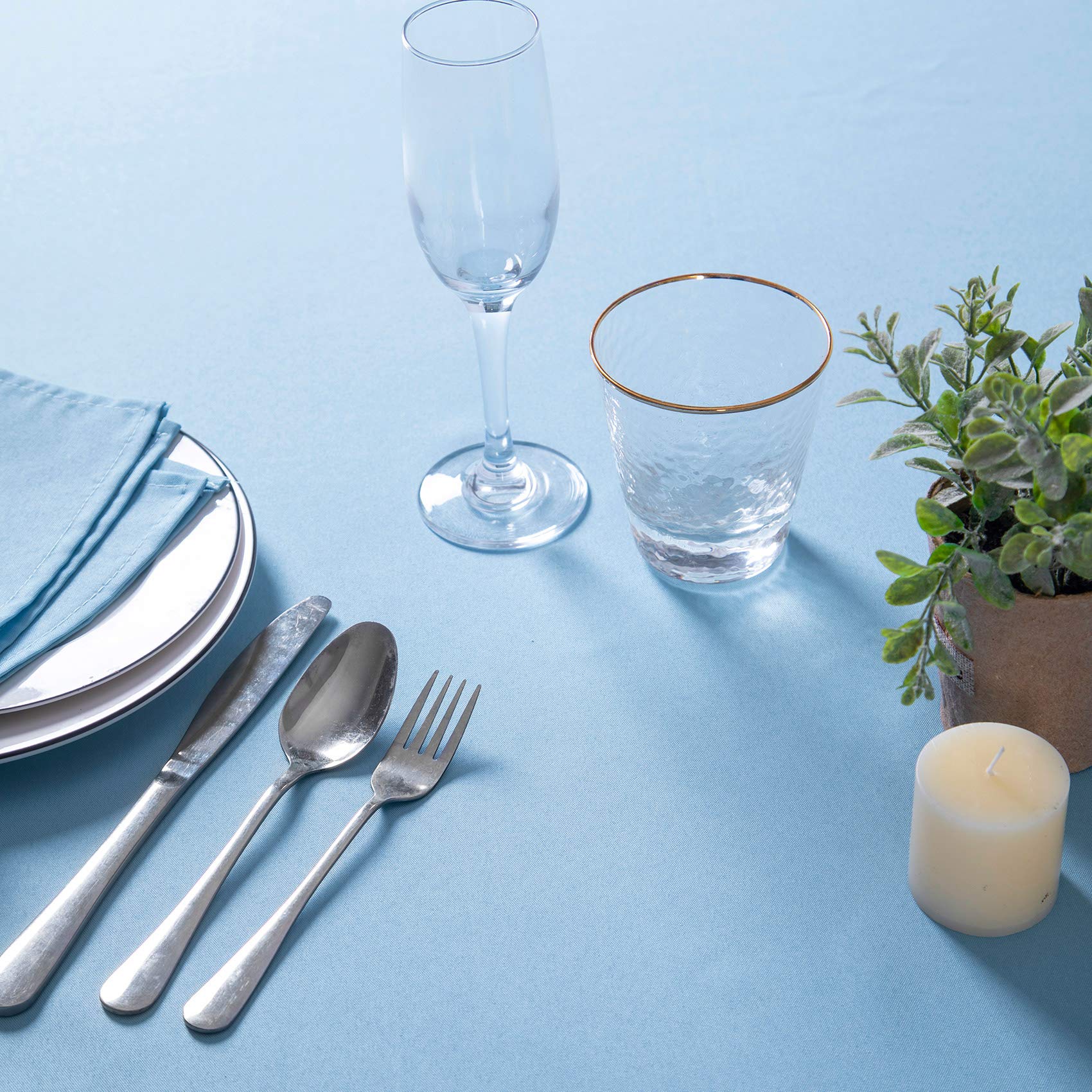 132 Inch Round Tablecloth Washable Polyester Table Cloth Decorative Table Cover For Wedding Party Dining Banquet(132 Inch,Blue M