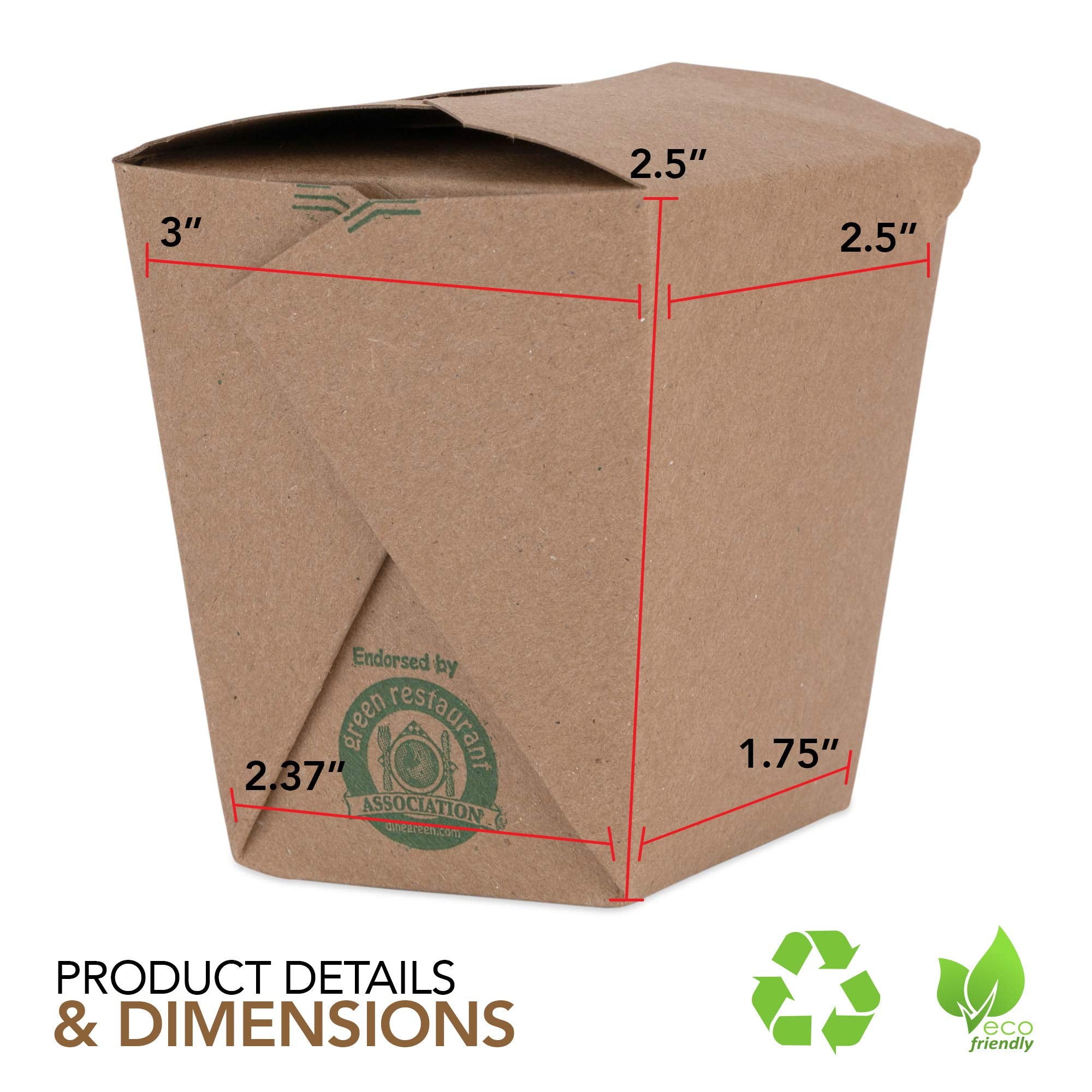 Takeout Food Containers 8 Oz Microwaveable Kraft Brown Paper Mini Chinese Take Out Box (50 Pack) Leak And Grease Resistant Stack
