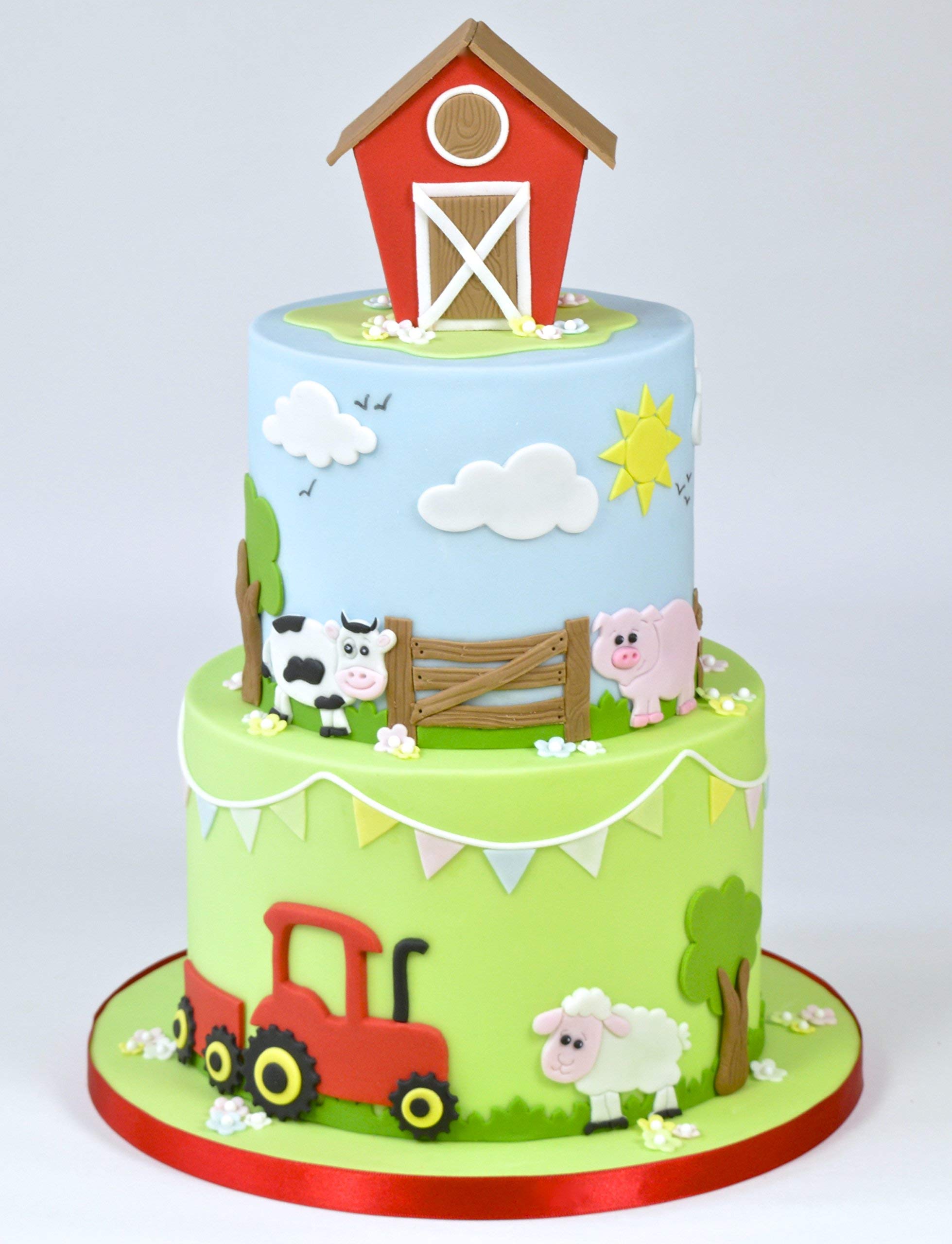 Fmm Icing Cutter Cute Farm Animals Cow Pig Cake Fondant Stencil Cut Out Tool
