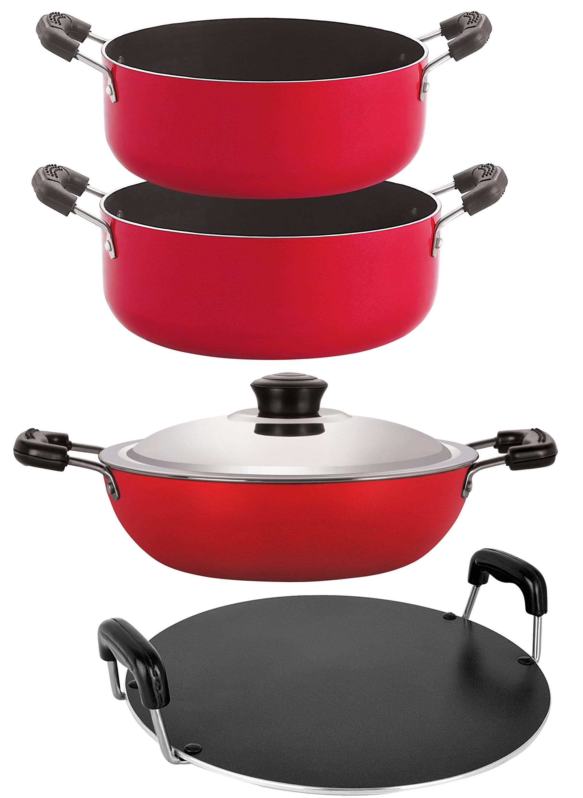 Nirlon Cookware Aluminium Non Stick Gift Cooking Set Of 4Pcs (Dkd(B)_Rt_Cs26_Cs24)