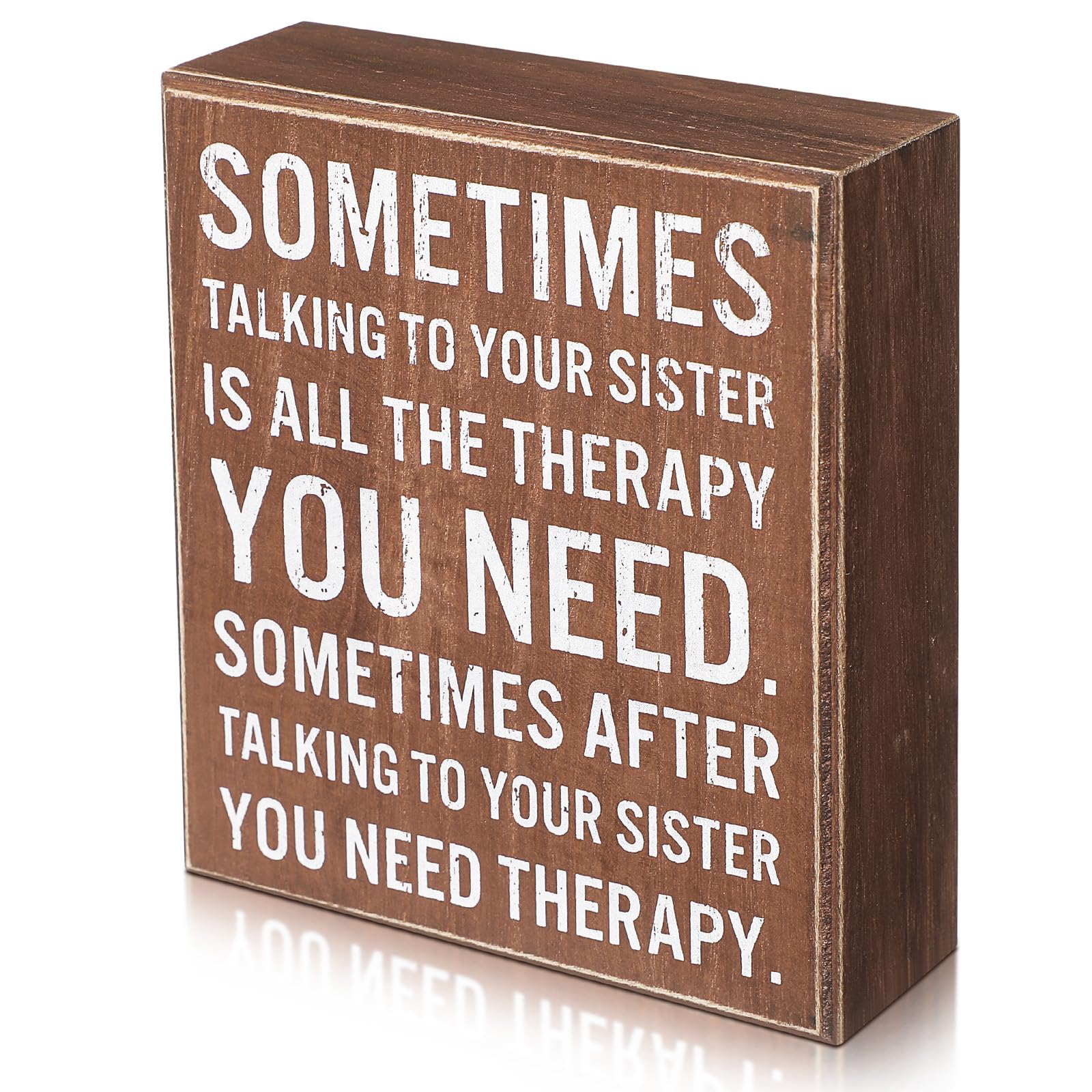 Jetec Funny Sister Gifts Sometimes Talking to Your Sister Is All the Therapy You Need Wood Sign 5.9 x 5.1 Inch Funny Plaques wit