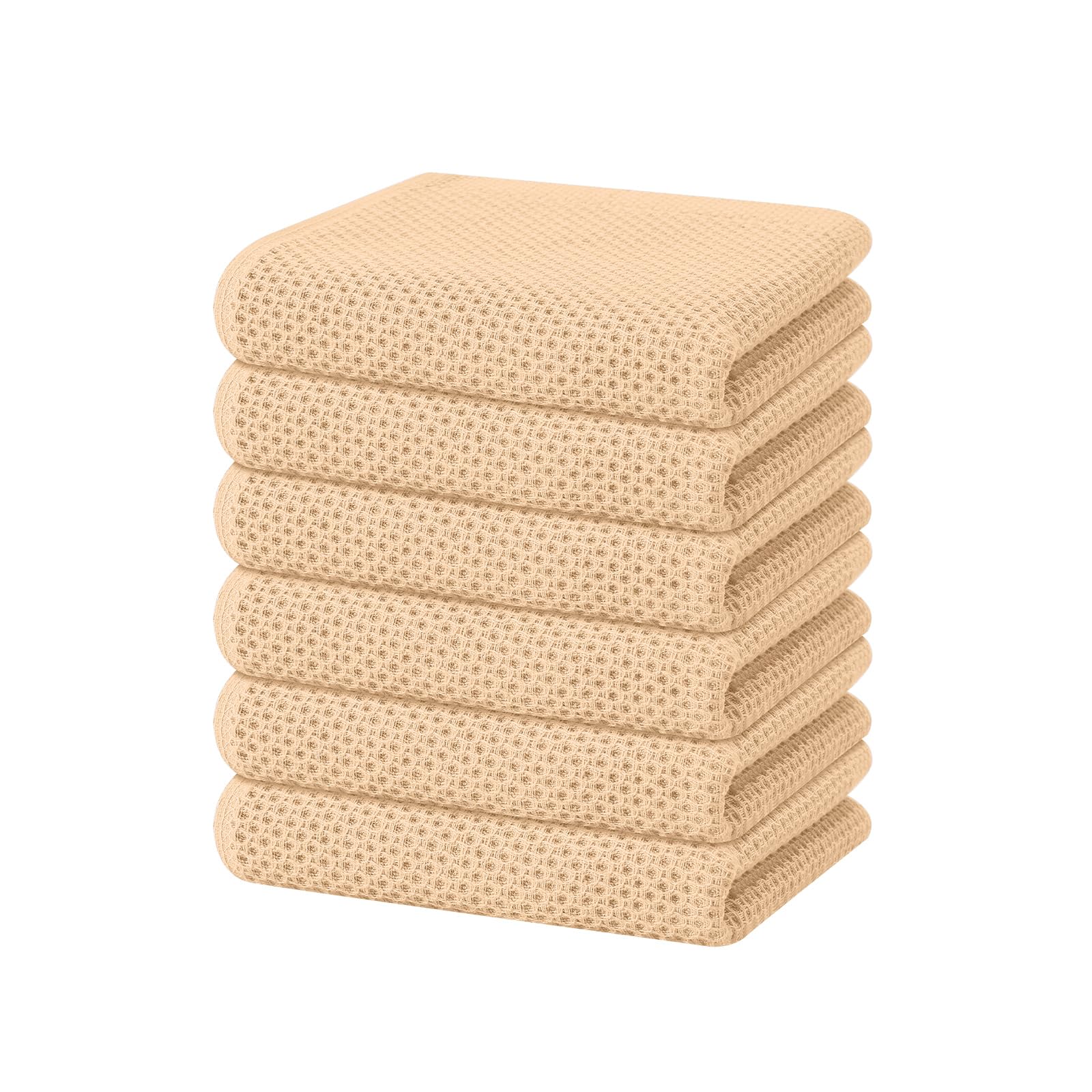 Homaxy 100% Cotton Waffle Weave Kitchen Dish Towels, Ultra Soft Absorbent Quick Drying Cleaning Towel, 13 x 28 Inches, 6-Pack, A