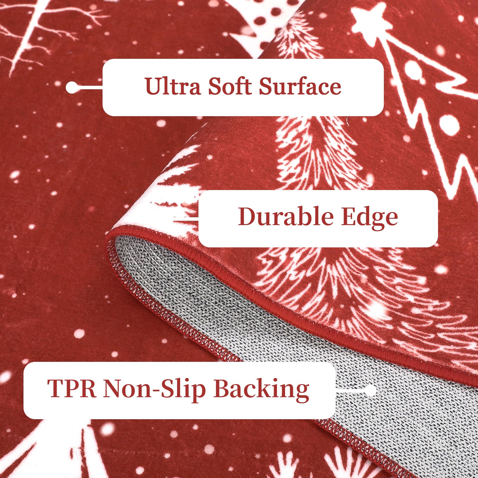 GarveeHome Large Christmas Area Rug 9x12 ft Merry Chrismas Xmas Tree Rug Soft Washable Decorative Holiday Floor Carpet, Low Pile