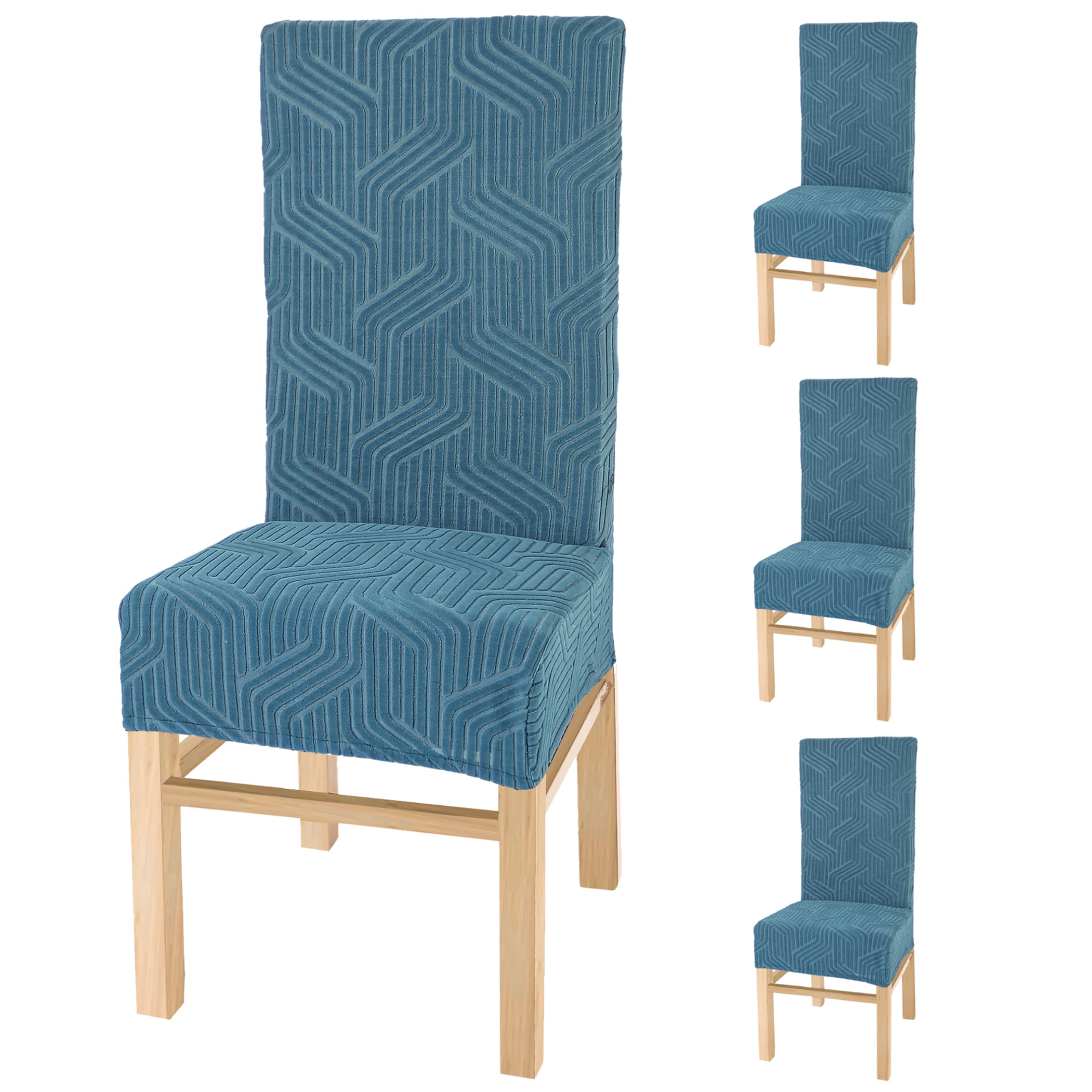 Yellow Weaves Elastic Stretchable Dining Chair Covers, Removable Washable Elastic Self Jacquard Dining Chair Covers (Set Of 4, T