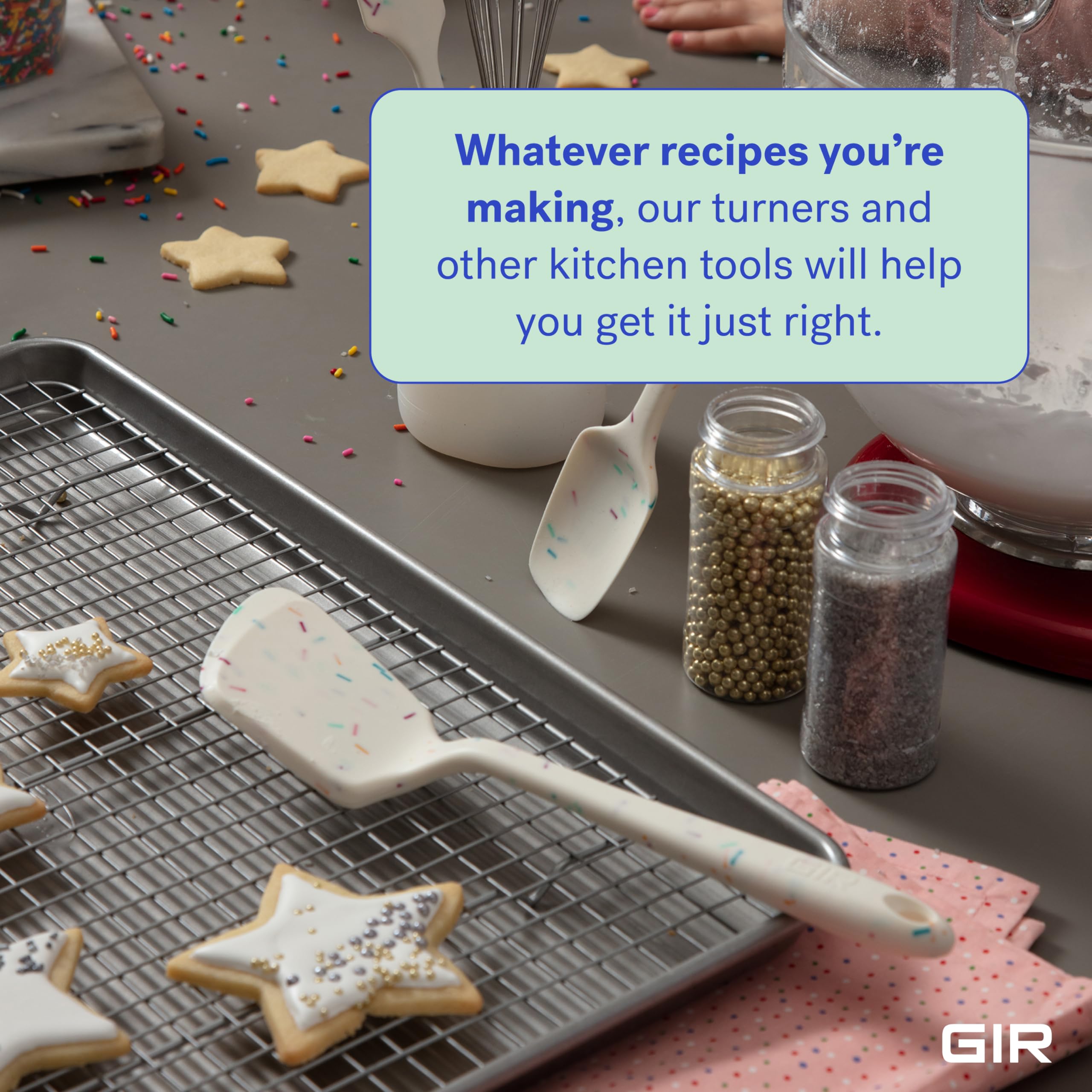Gir: Get It Right - Premium Mini Silicone Spatula Turner - 11'' X 2.6'' X 0.7'' - Seamless One Piece Design, Nonstick & Heat Res