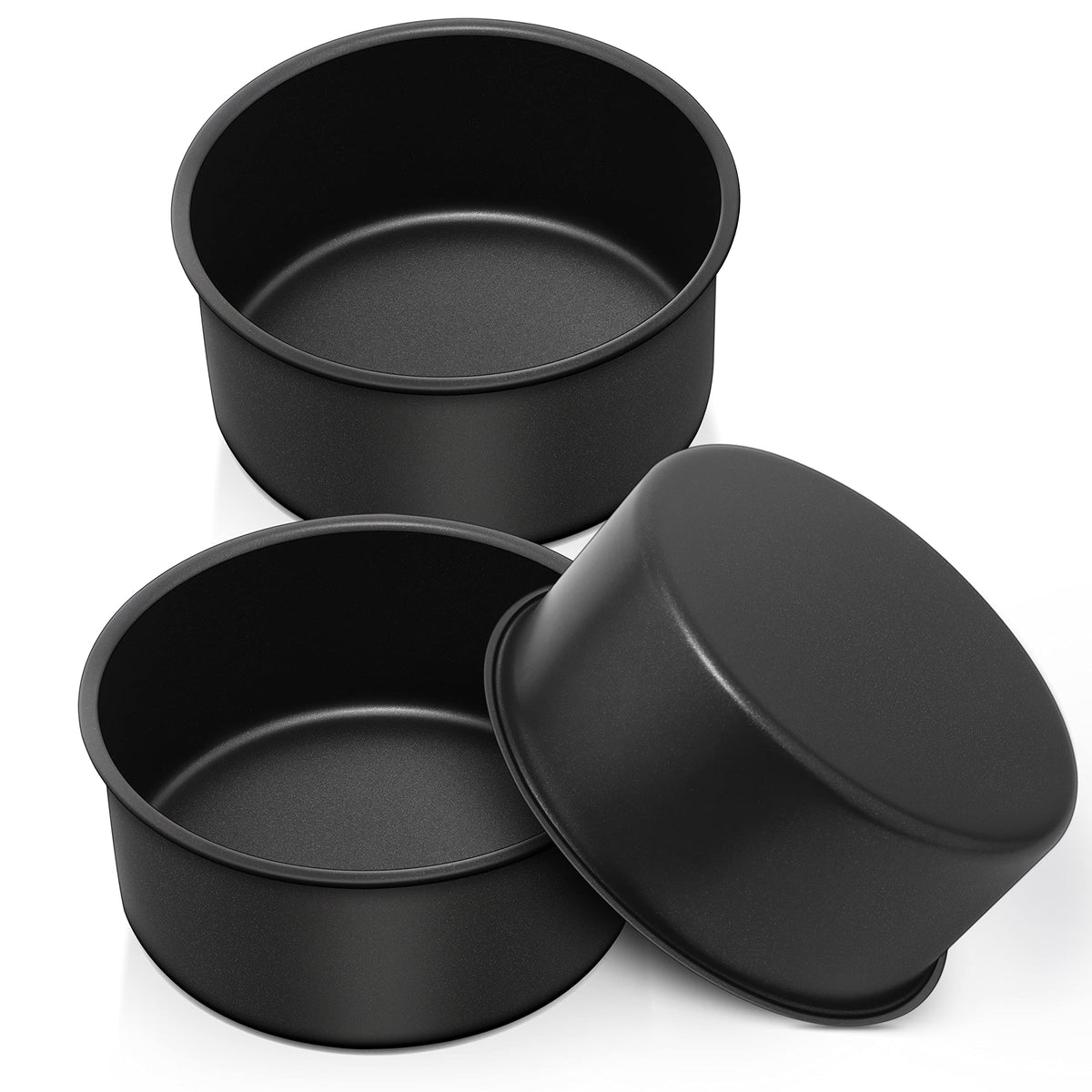 Herogo Cake Pans Set Of 2, 6'' X 3'' Stainless Steel Deep Round Baking Pans, For Layer Birthday Wedding Christmas Cake Pan, Deep