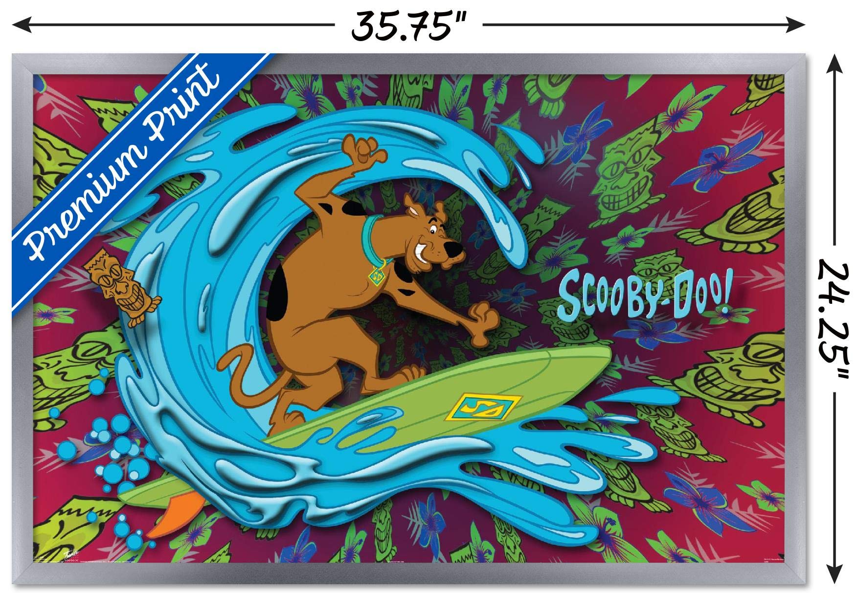 Trends International Scooby-Doo - Surf Wall Poster, 22.375'' X 34'', Silver Framed Version