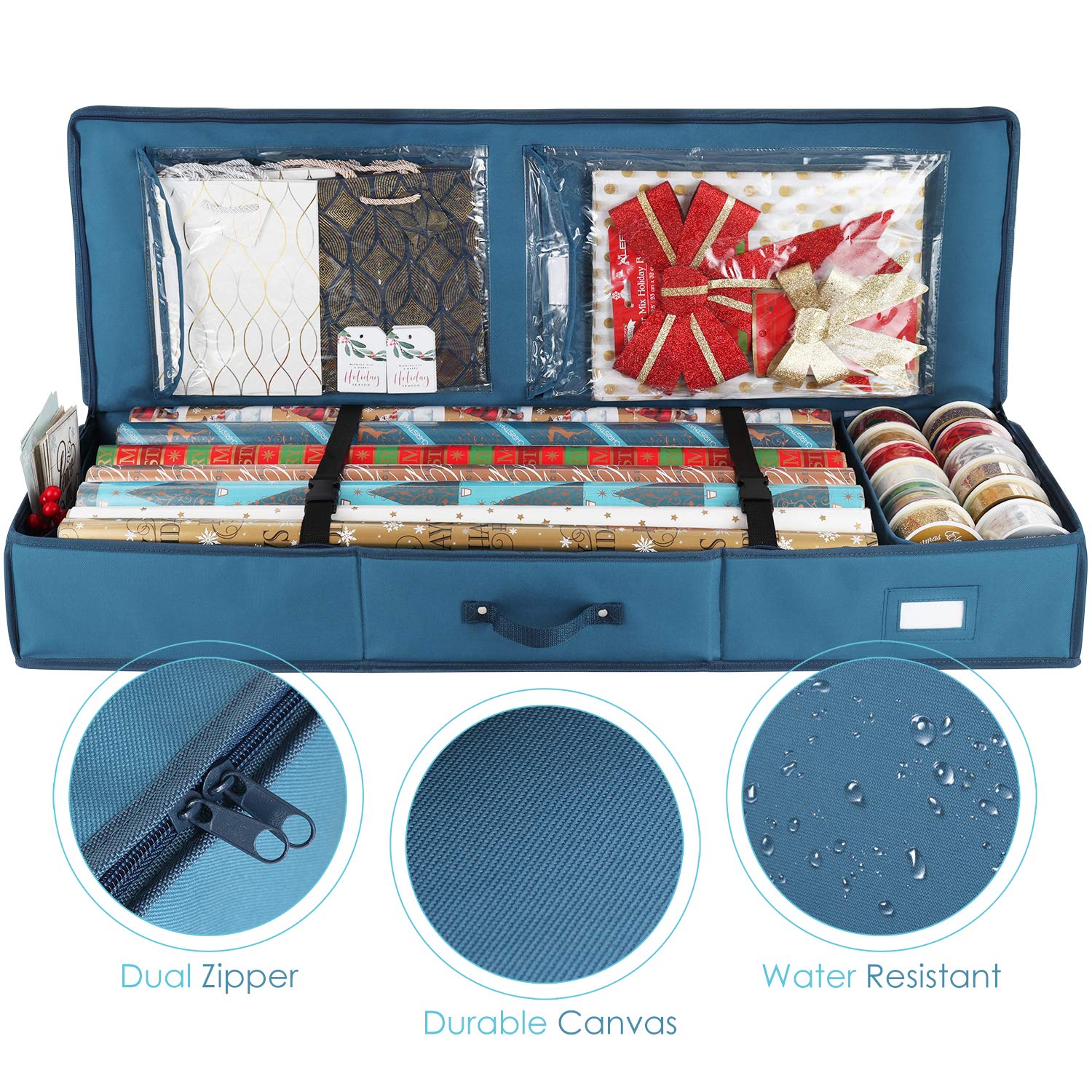 Wrapping Paper Organizer Storage, Christmas Wrapping Paper Storage Containers, With Interior Pockets - Gift Wrapping Organizer S