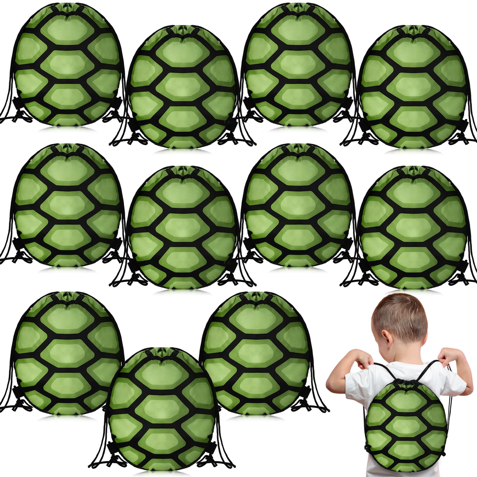 Yeyeplum 18 Pcs Turtle Party Favors Drawstring Bag Turtle Birthday Party Supplies Carnival Goodie Bags Birthday Gift Decoration