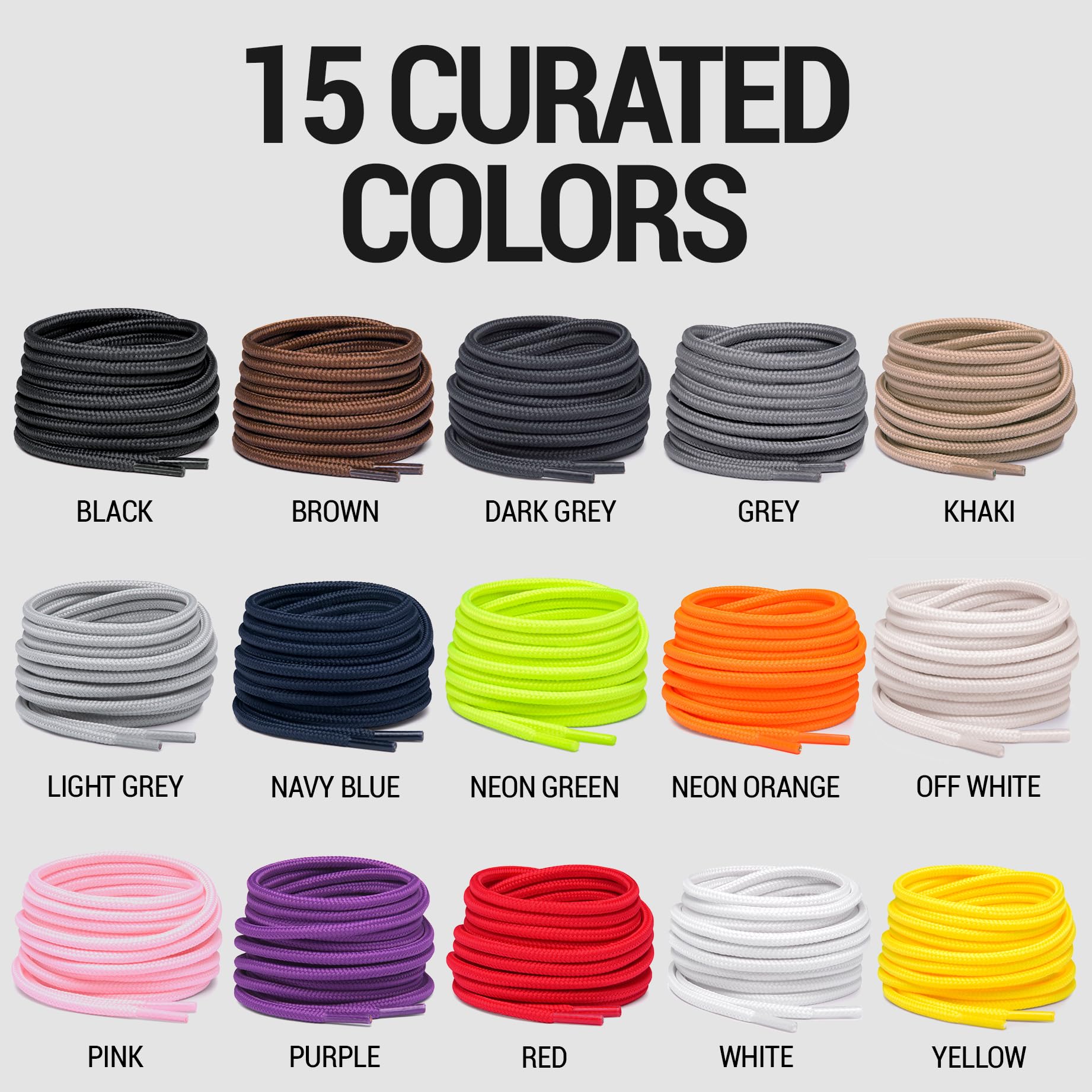 Miscly Round Shoelaces 1 Pair] 532 Thick - For Shoes, Sneakers  Boots (27, White)