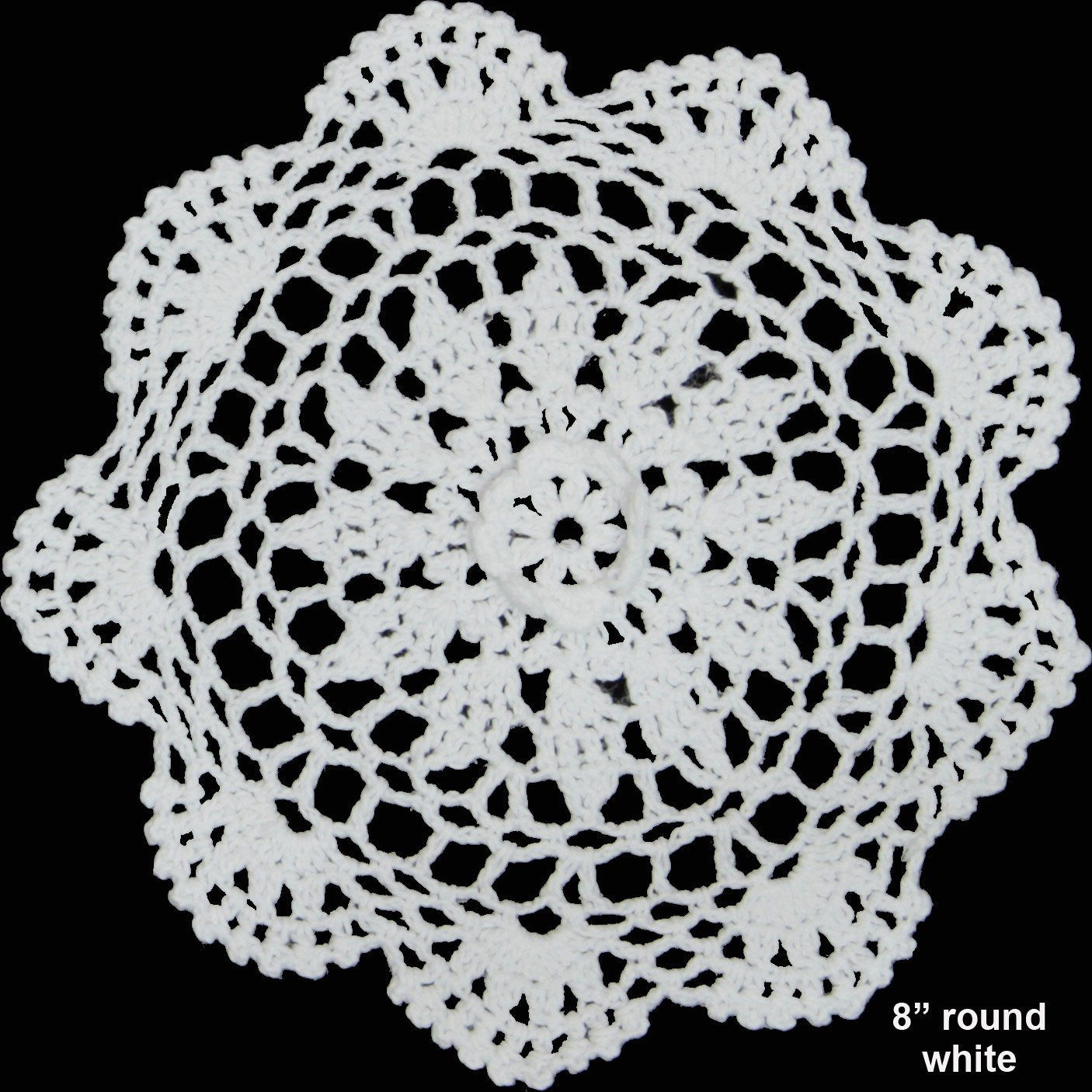 Creative Linens 6Pcs 8'' Round Crochet Lace Doily White 100% Cotton Handmade, Set Of 6 Pieces