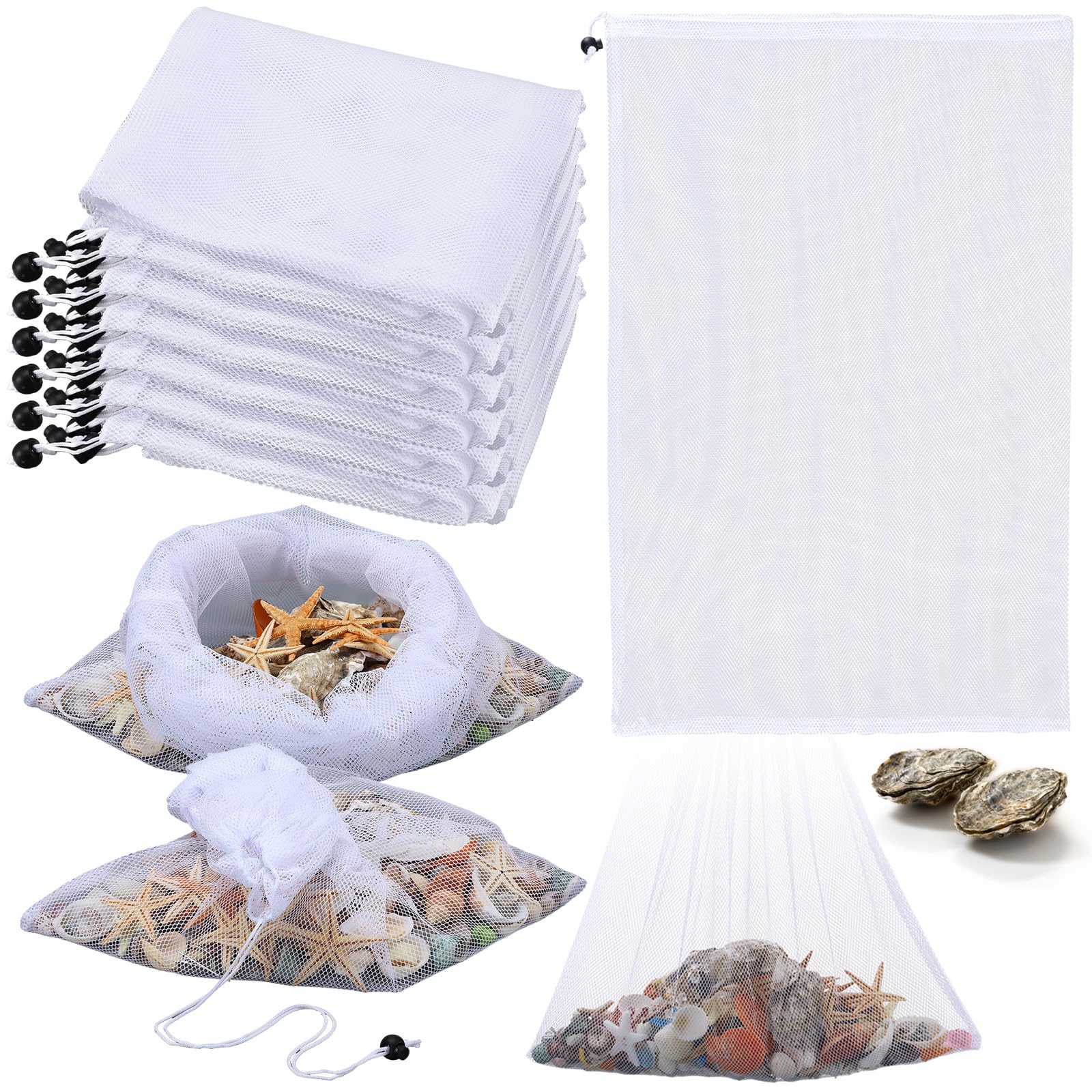 GliCraft 6 Pcs 19 x 30 Seafood Boil Bags Large Reusable Mesh Boiling Bag with Drawstring for Fish, Crab, Shrimp, Crawfish and Ve