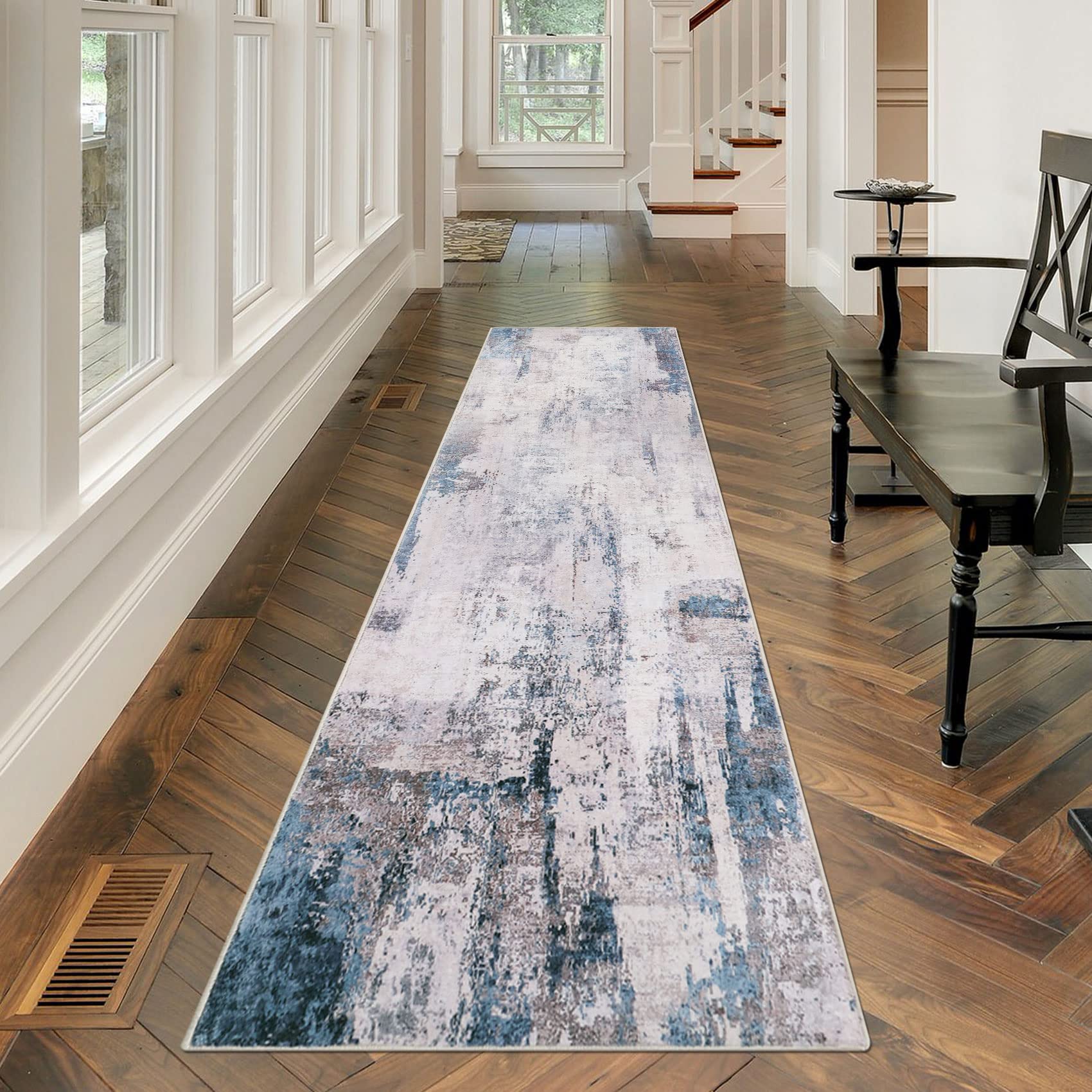 famibay Runner Rugs for Hallway 2x8 Non Slip Washable Runner Rug Modern Abstract Runners for Hallways with Rubber Backing Low Pi