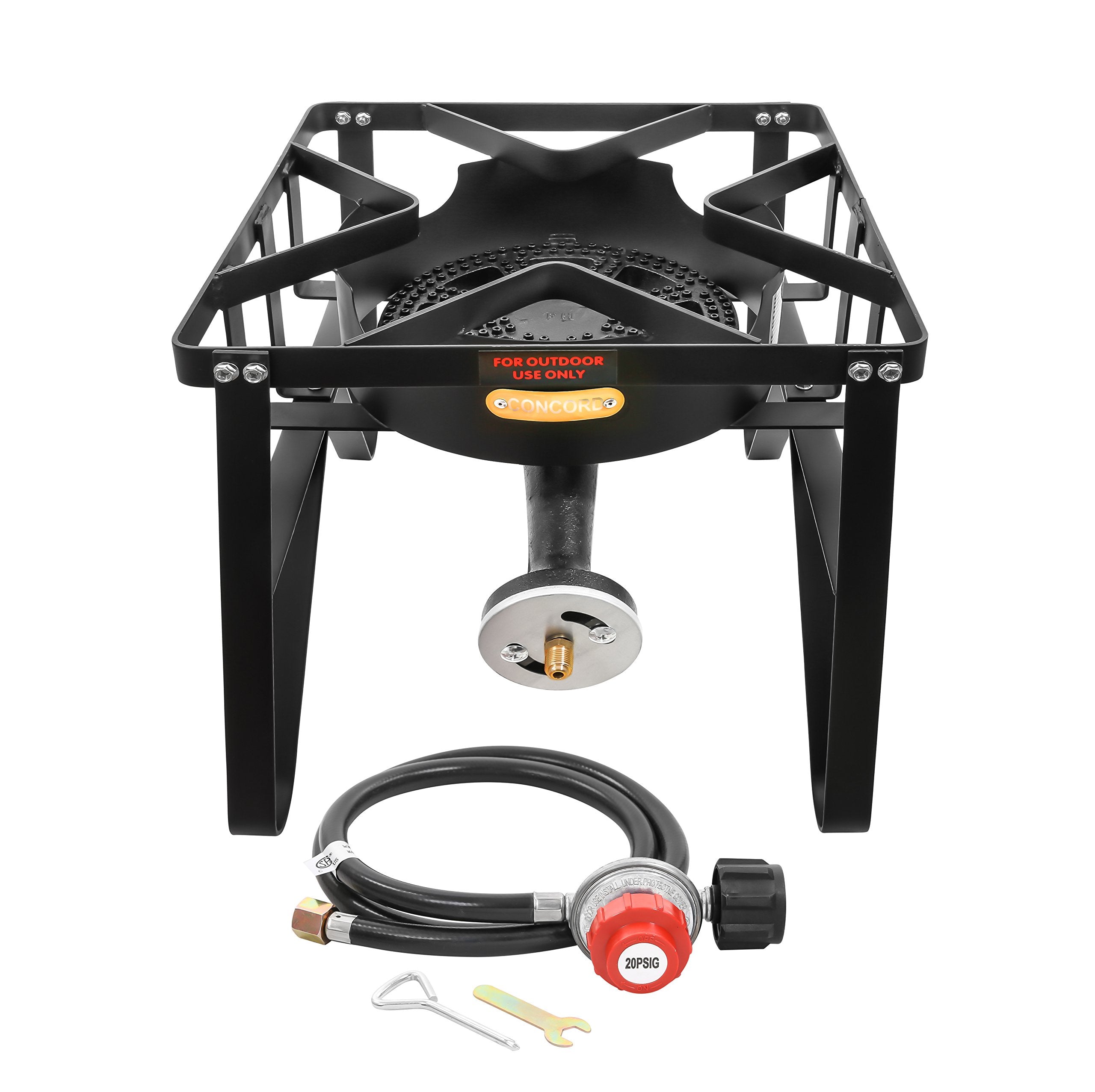 Concord Deluxe Banjo Single Propane Burner, 200,000 BTU Portable Outdoor Stove for Camping Cooking/Home Brewing/Making Sauces, 1
