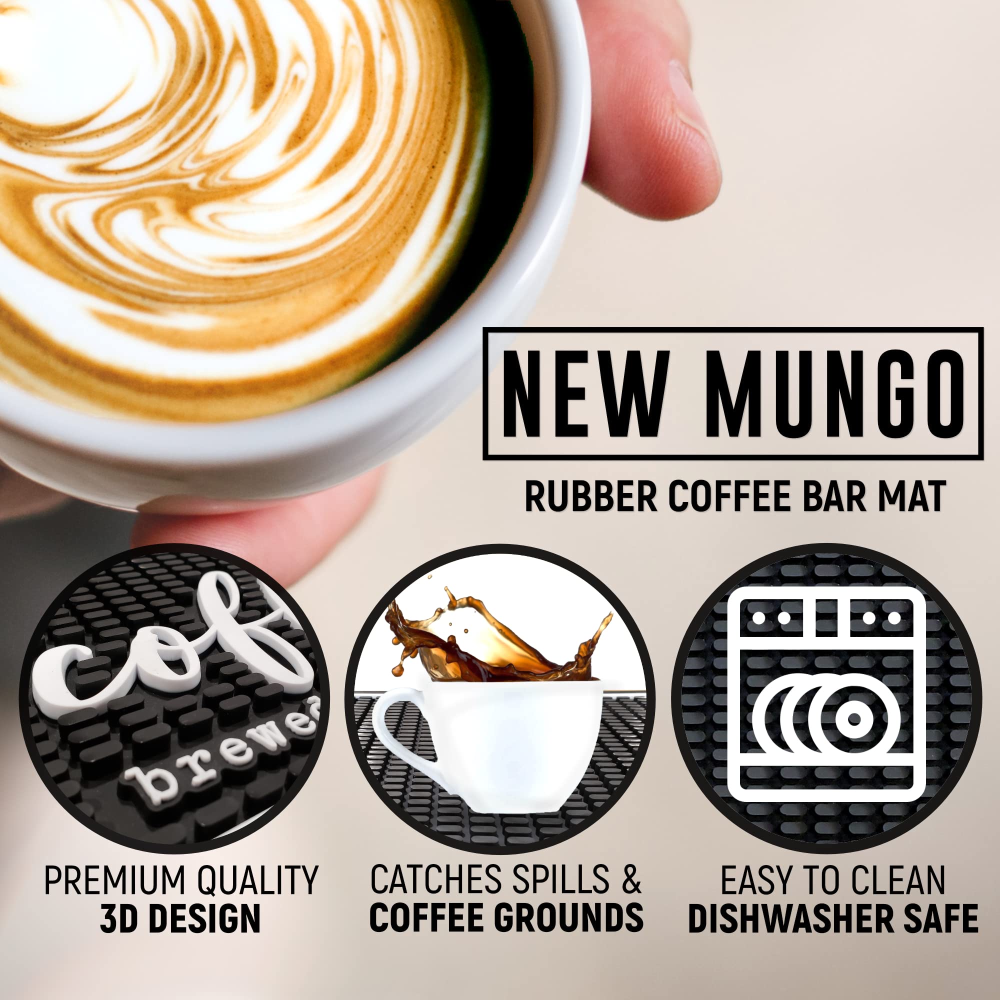 New Mungo Coffee Bar Mat - Coffee Bar Accessories For Coffee Station, Coffee Accessories, Coffee Bar Decor, Coffee Decor - Brewe