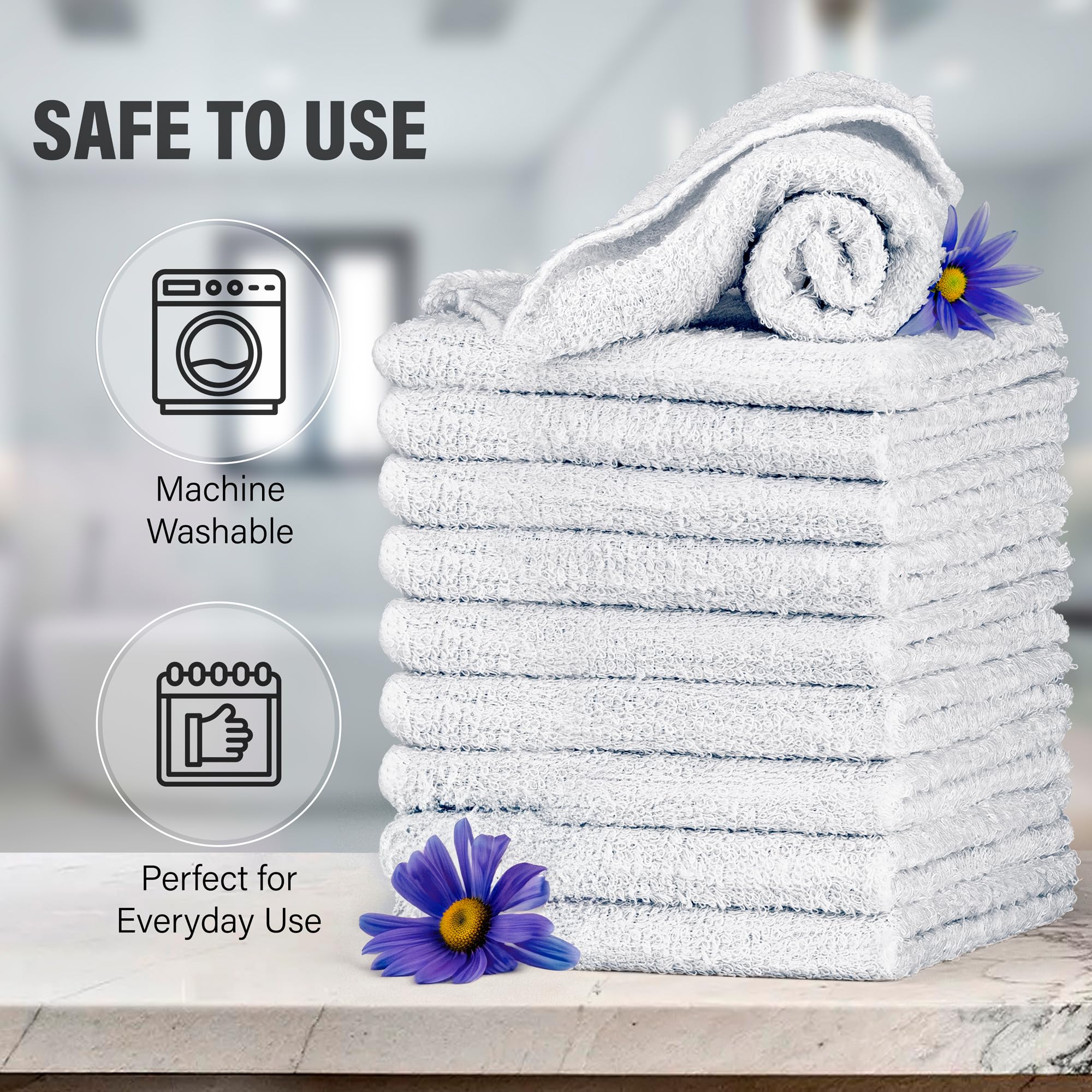 Decorrack 8 Pack 100% Cotton Face Towels, Ultra Absorbent 12 X 12 Inch Wash Cloths, 400 Gsm, Premium Quality, Soft Fingertip Tow
