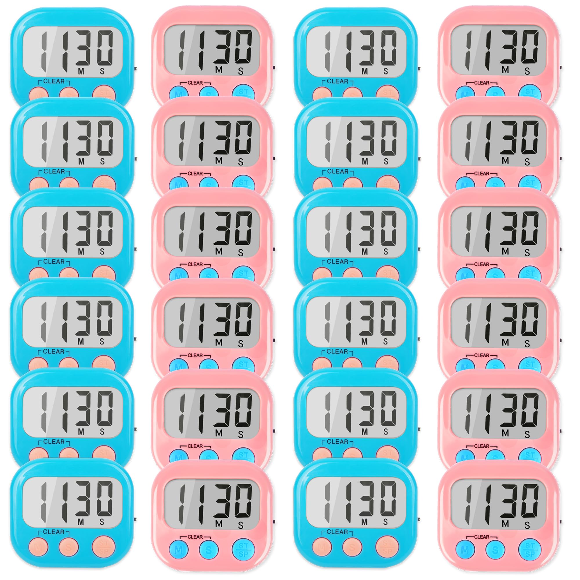 Classroom Timers for Teachers Kids Large Magnetic Digital Timer Teacher Supplies 24 Pack-Blue Pink