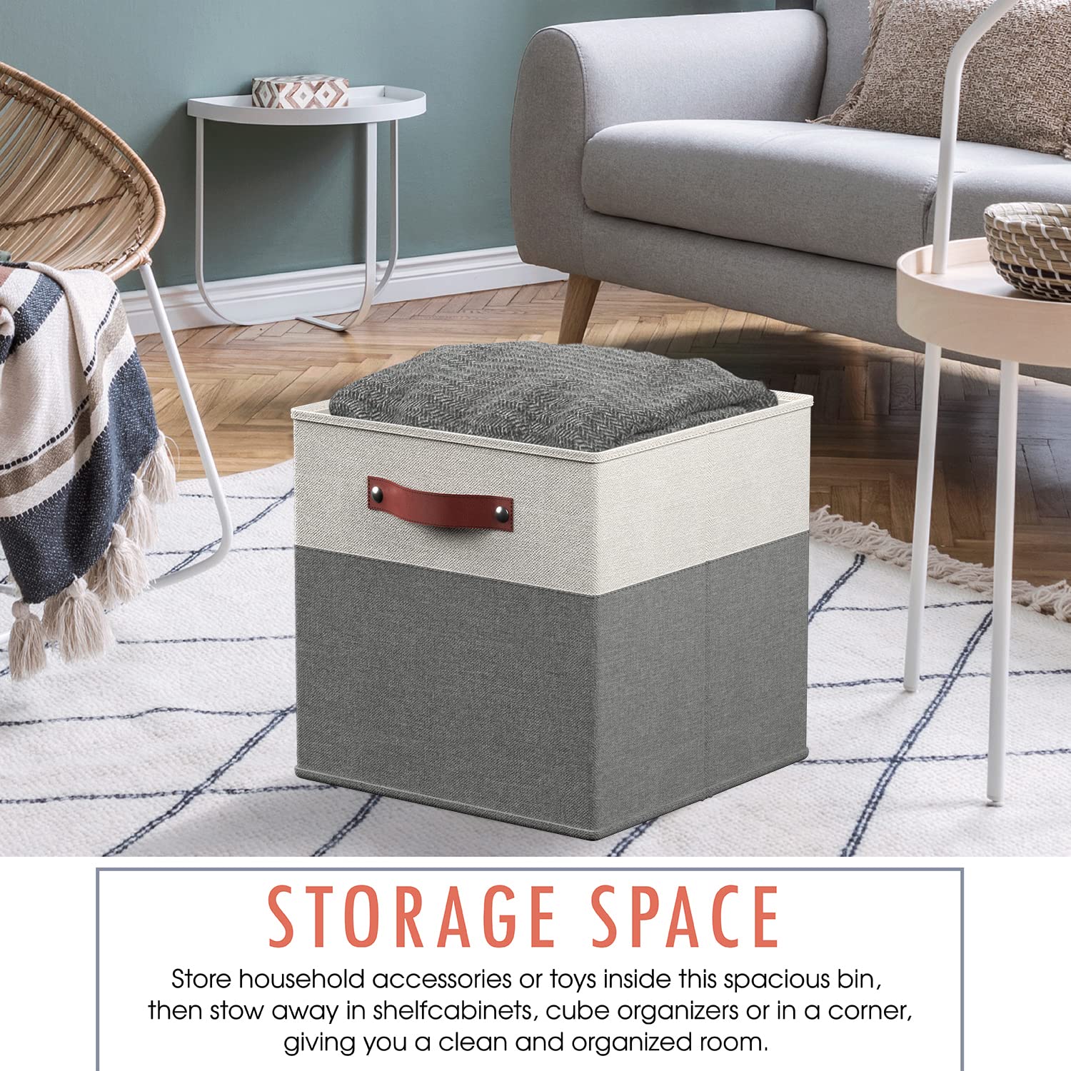 Ornavo Home 11 X 11 Storage Cube Bins, Foldable Collapsible Fabric Storage Bins Box Linen Shelf Basket Cube Organizer For Closet