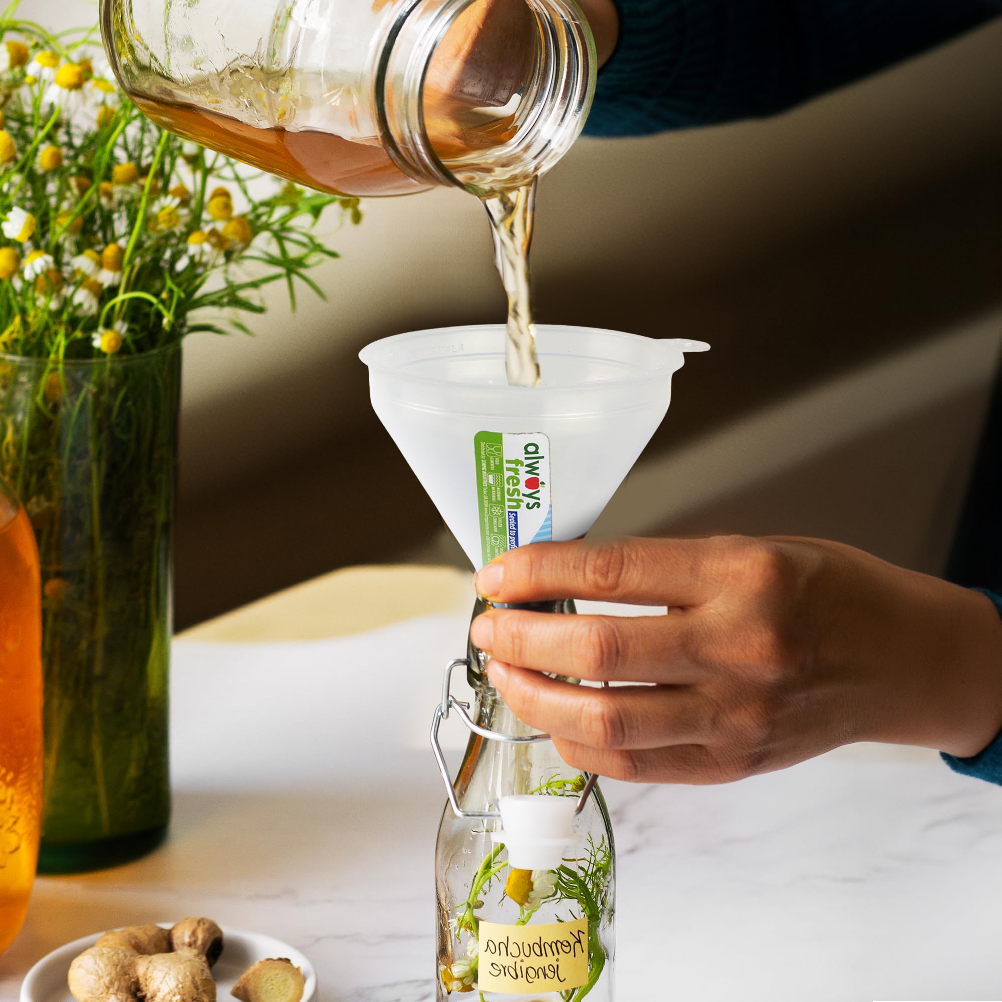 Compac Home Small Funnel - Natural - Clear - Food Storage, Portion Control, Dishwasher Safe, Microwave Safe