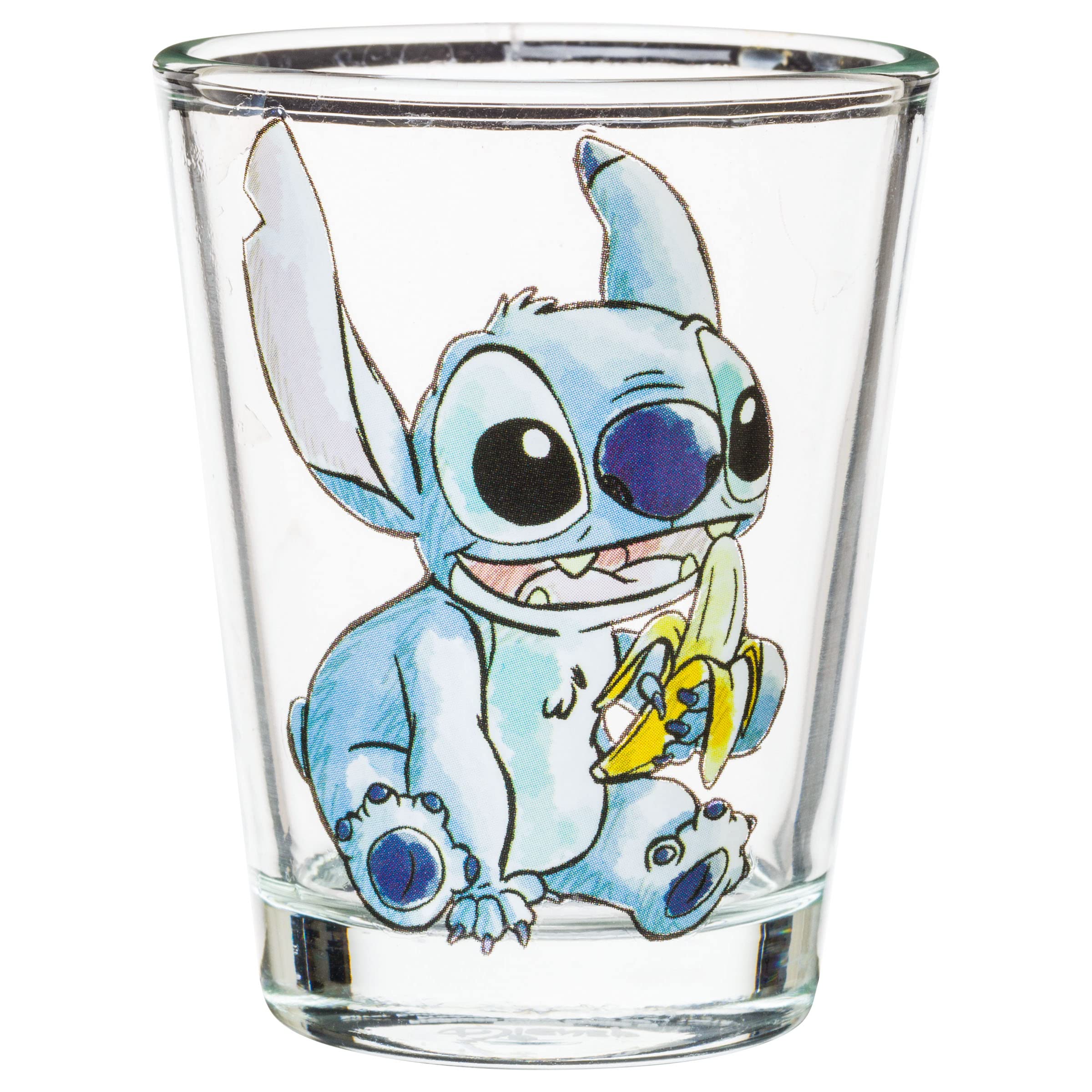 Silver Buffalo Disney Lilo And Stitch Poses With Fruit, Ice Cream, And Heart 4 Pack Mini Glasses, 1.5 Ounces