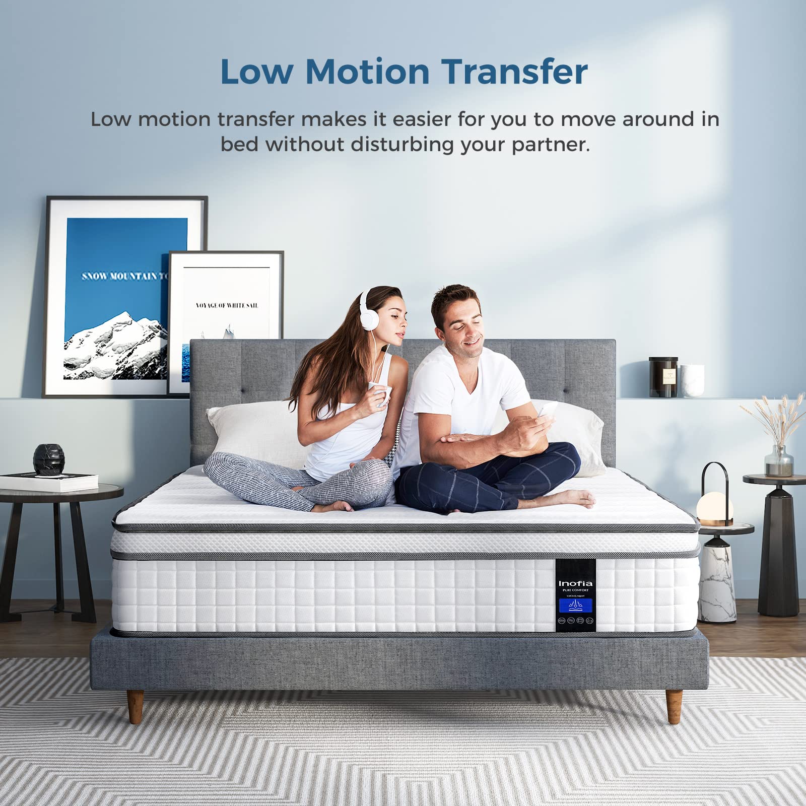 Inofia Twin Xl Mattress, 10 Inch Xlong Twin Hybrid Mattress, Cool Memory Foam With Motion Isolating Individually Wrapped Coils,
