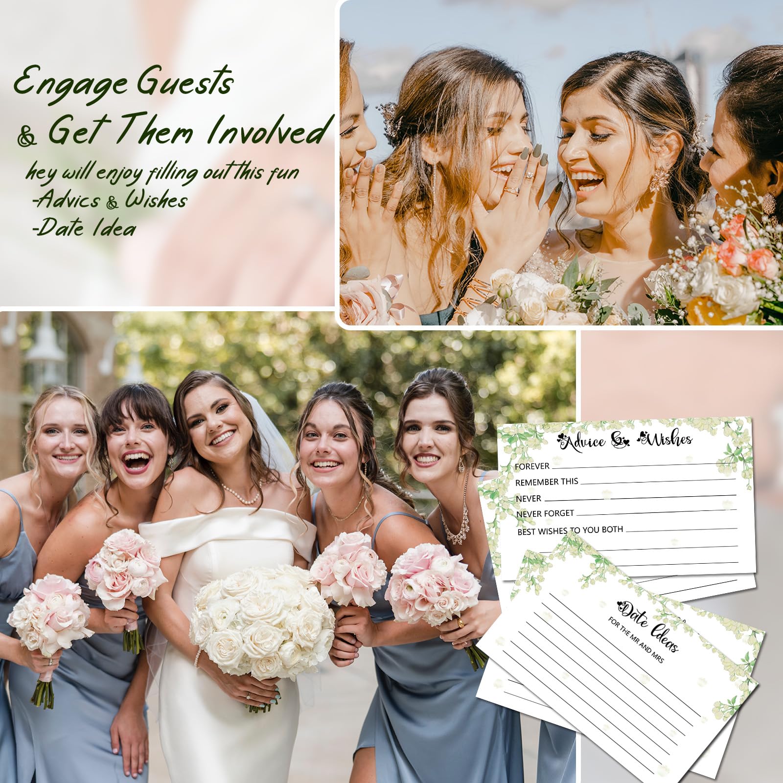 1Dfaul 60Pcs Advice And Wishes For The Mr And Mrs, Wedding Advice Cards For Wedding Games, Bridal Shower Guest Book Advice Cards