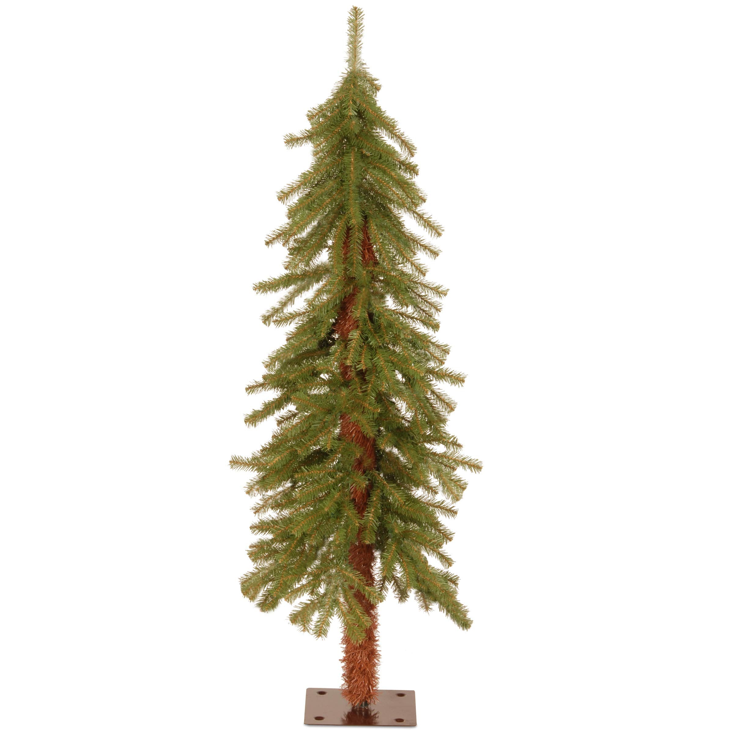 National Tree Company 4 ft Unlit Hickory Cedar Mini Artificial Christmas Tree, 225 Tips, Metal Plate Base, Green