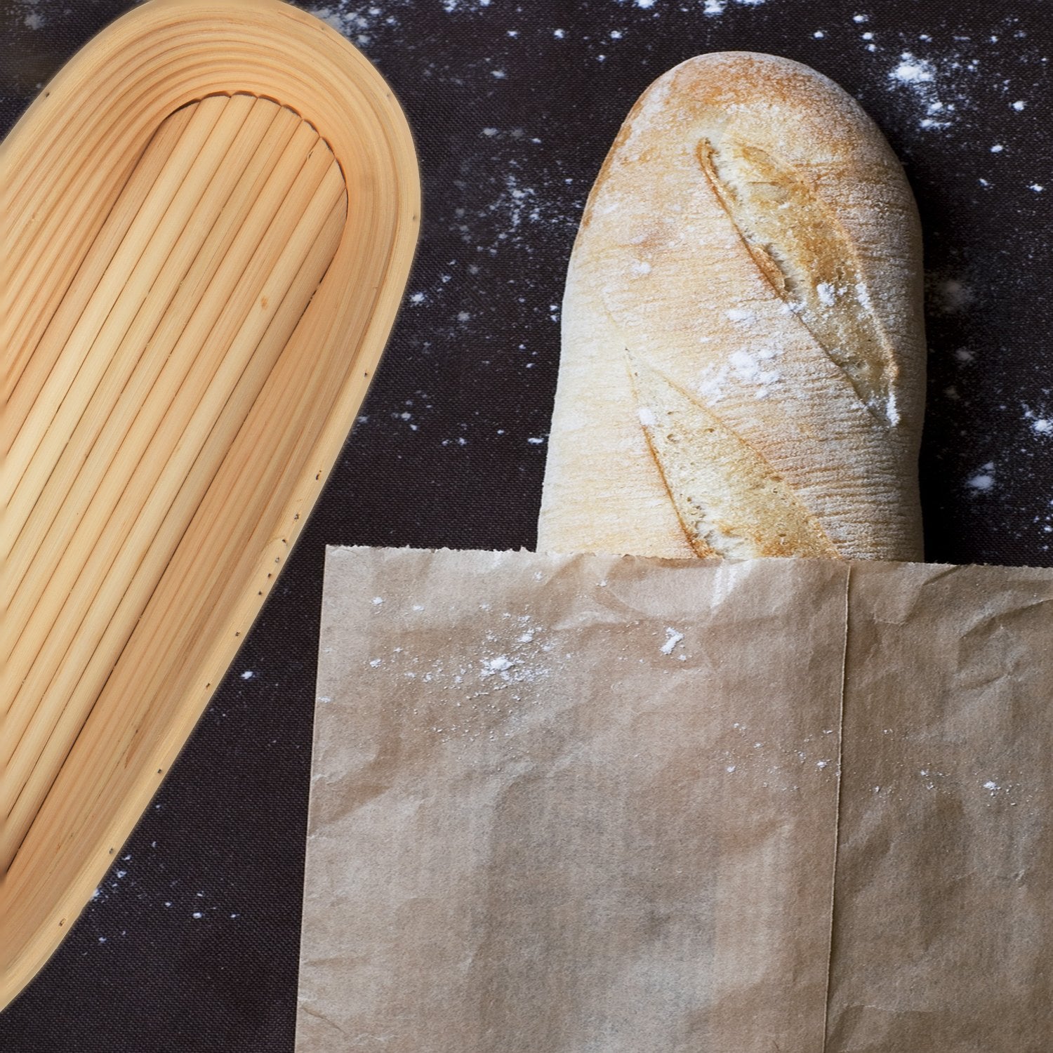 Anphsin 13'' Oval Bread Proofing Basket - Sourdough Basket Brotform, Dough Rising Bowl With Liner For Bread Making Baking