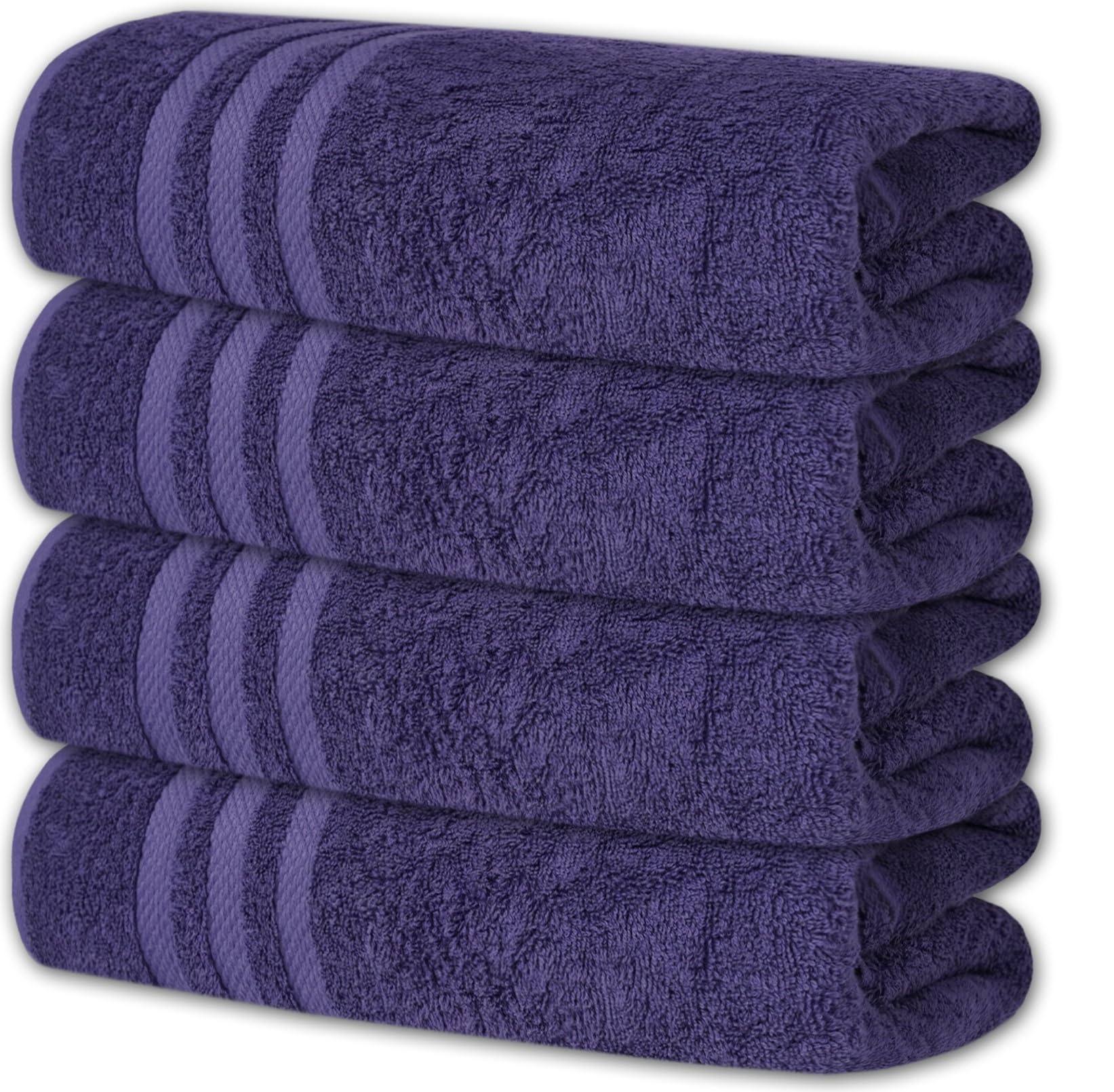 Pristine Linen 100% Cotton Bath Sheets Large Bath Towels 30X60 Inches Pack Of 4 Navy Blue Soft And Absorbent Bathroom Towels